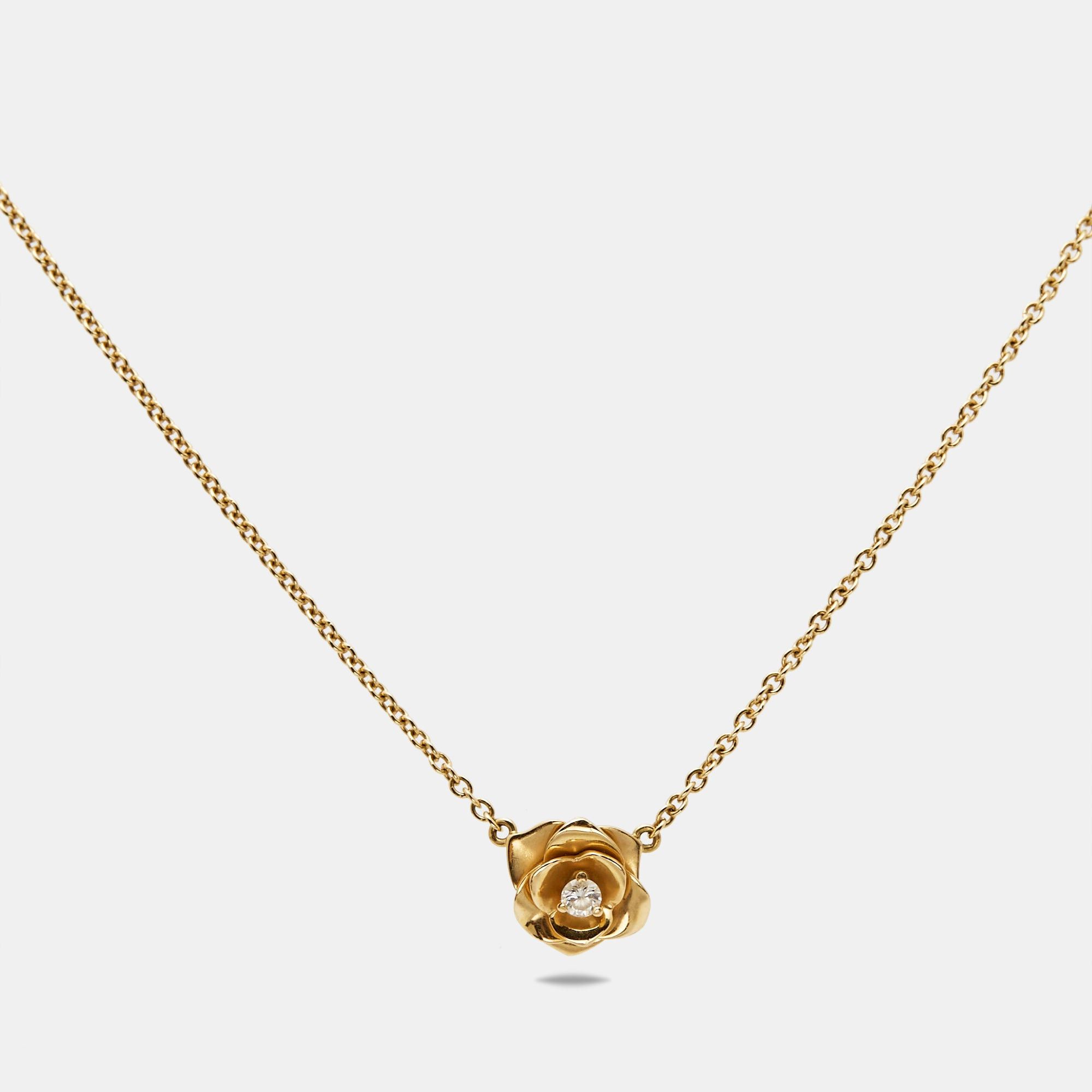 image of Piaget Rose Diamond 18K Rose Gold Pendant Necklace, Women's