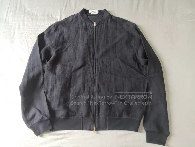 Hermes Men's Linen Jacket 100% Linen Fabric Navy Lightw