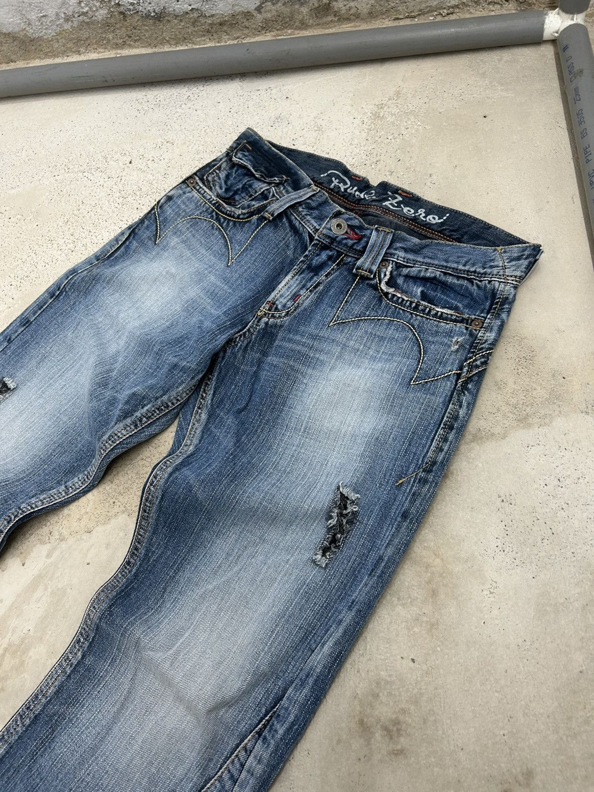 Japanese Brand Edwin Rude Zero Flare Washed Distressed Size US 30 / EU 46 - 5 Thumbnail