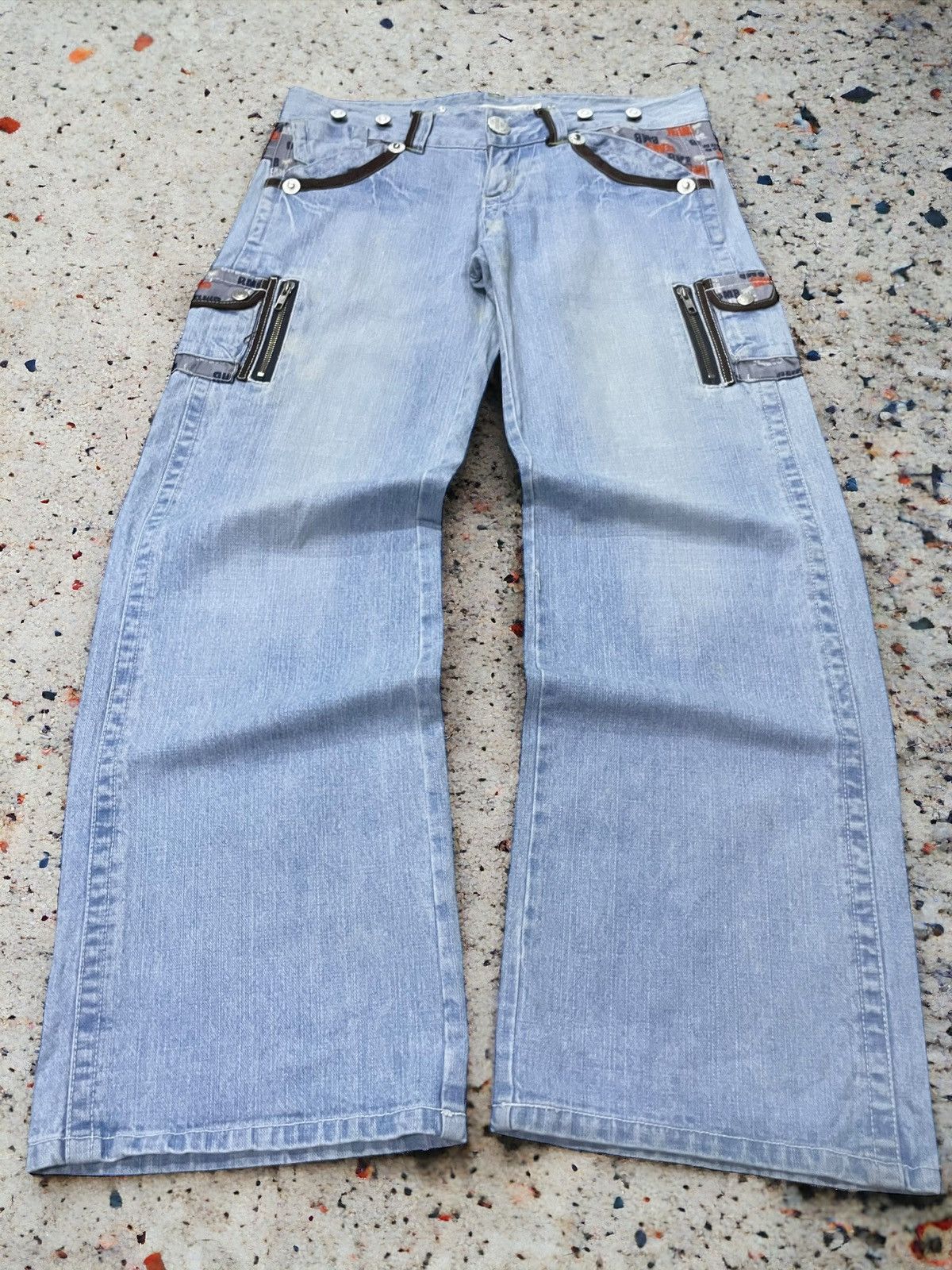 Hysteric Glamour × Japanese Brand × Red Monkey Blue Moon Japan Flared Wide Leg Cargo Jeans Low Rise Size US 32 / EU 48 - 1 Thumbnail