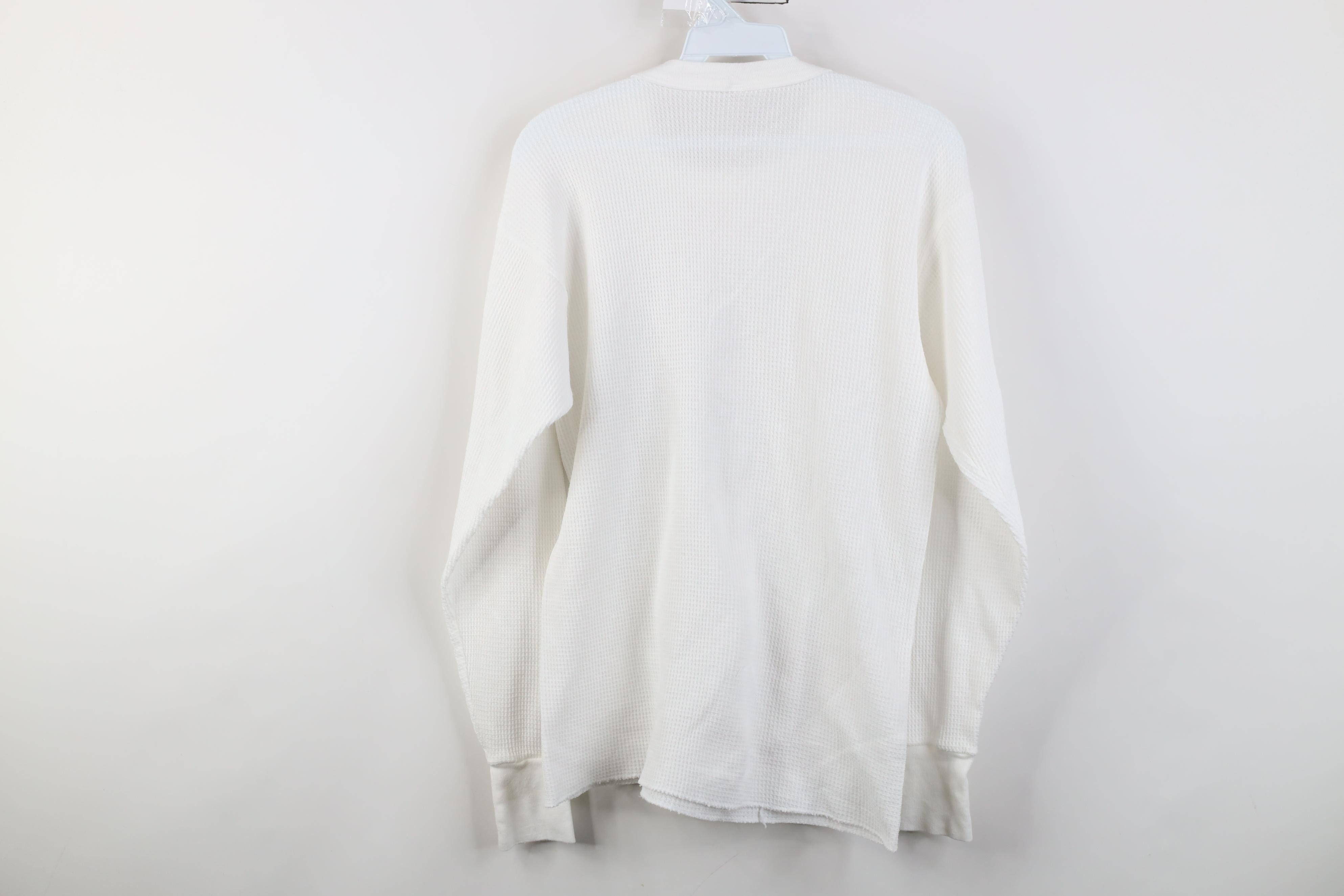 Hanes Vintage 80s 90s Hanes Waffle Knit Long Sleeve T-Shirt White Size US L / EU 52-54 / 3 - 8 Thumbnail