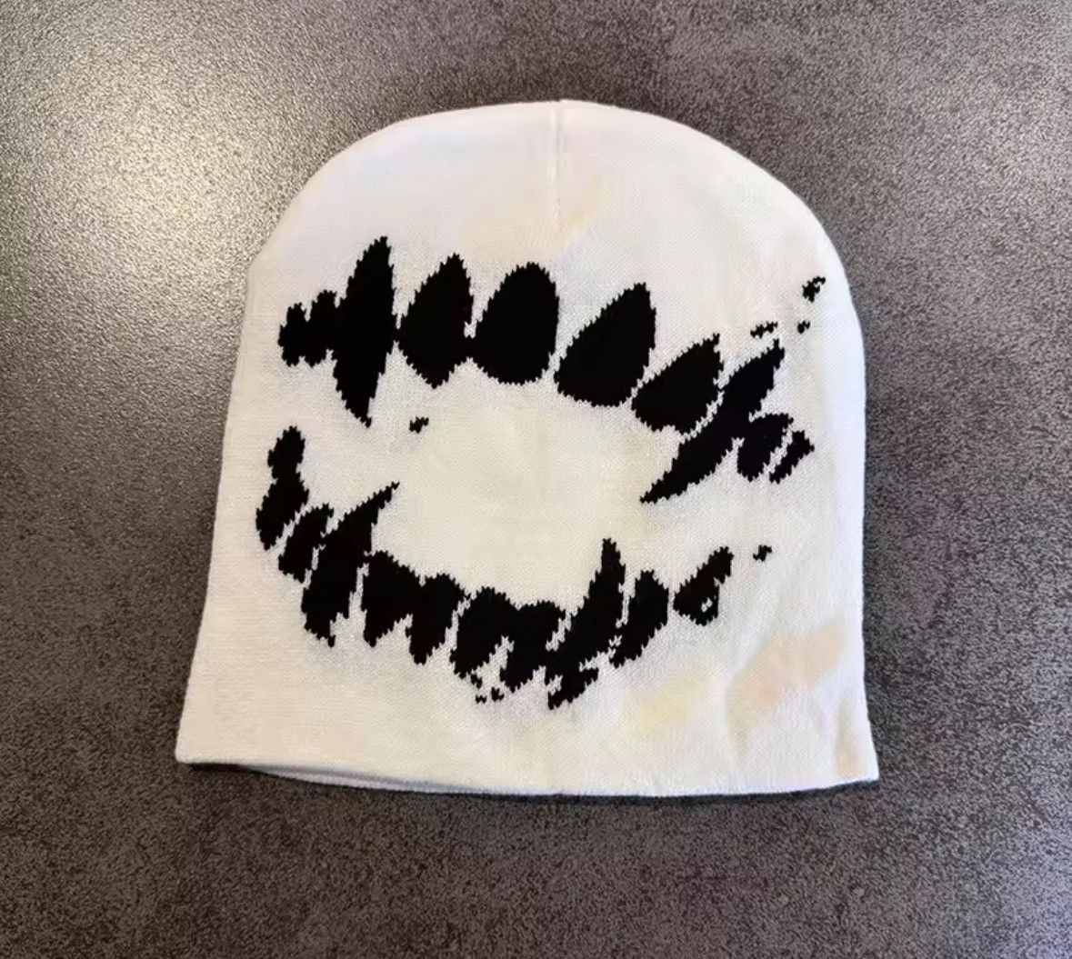 Vintage Y2K Vintage Goth Teeth Pattern Knit Beanie Hat Skullies Cap Size ONE SIZE - 2 Thumbnail