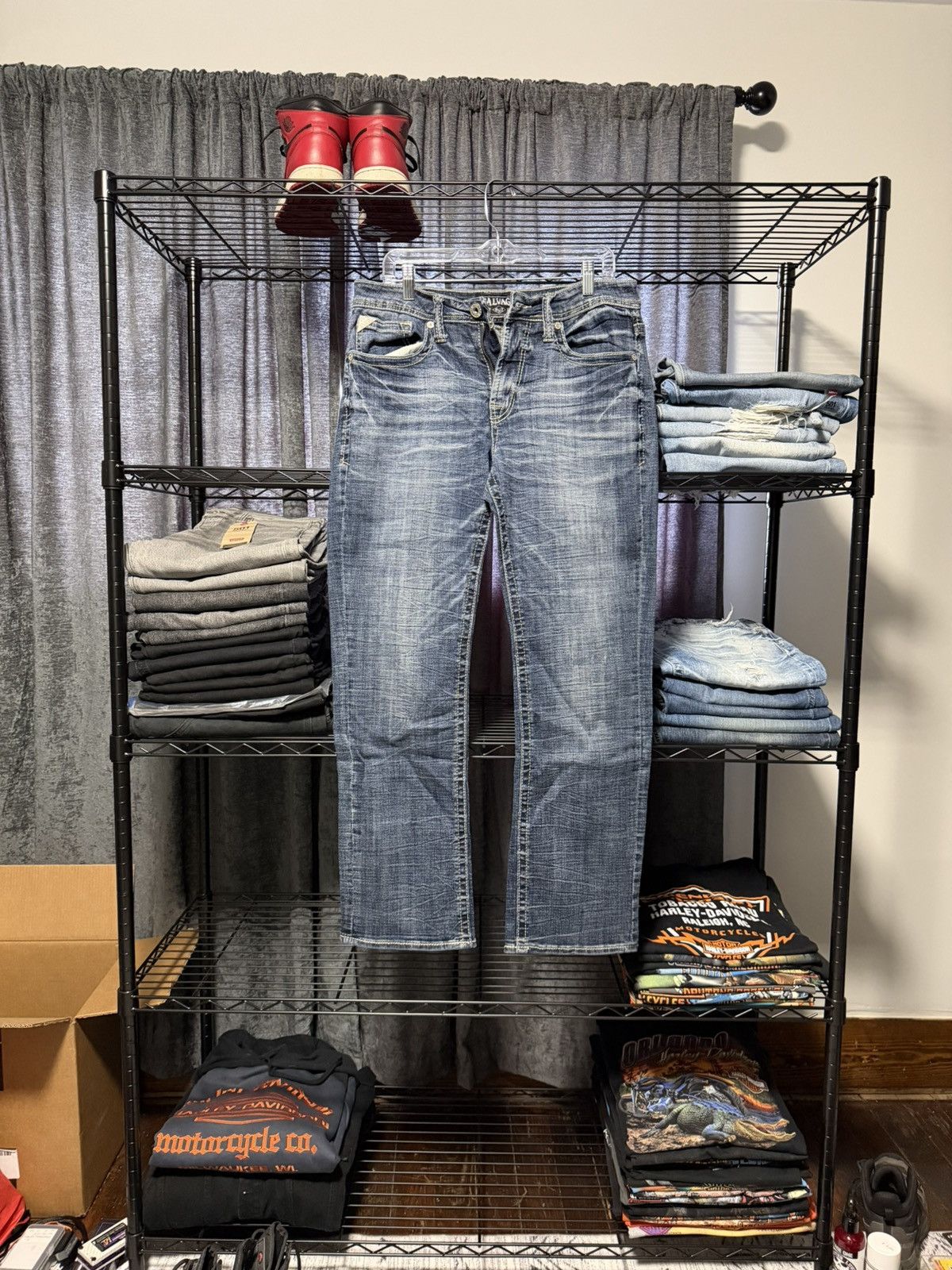 Salvage Salvage Mayhem Straight Distressed 33x32 33R Jeans Buckle Size US 33 - 1 Thumbnail