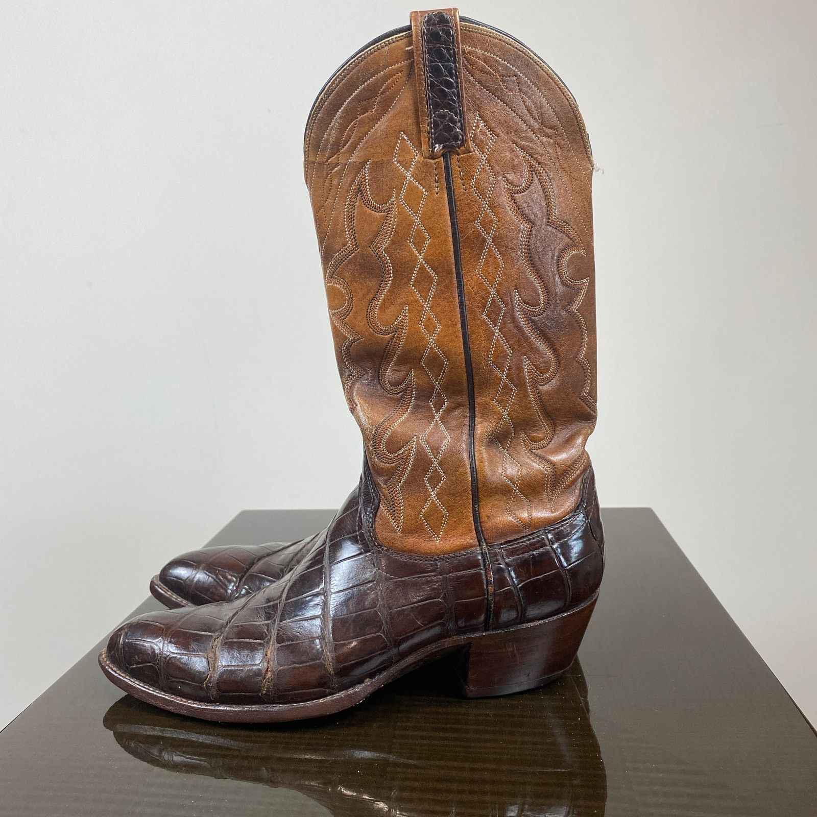 Dan Post × Vintage Vintage Dan Post Alligator Bias Cut Western 6933 Boots 8D Size US 8 / EU 41 - 5 Thumbnail