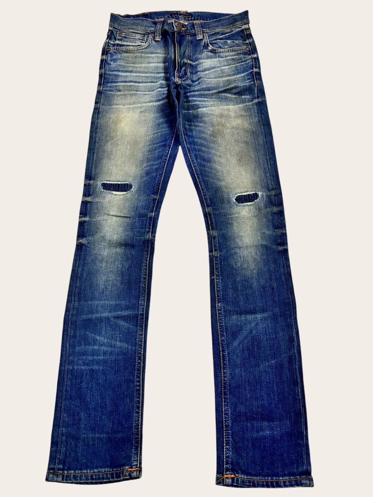 Nudie Jeans Y2k Nudie Crazy Yellow Wash Faded Distress Jeans Size US 29 - 1 Thumbnail