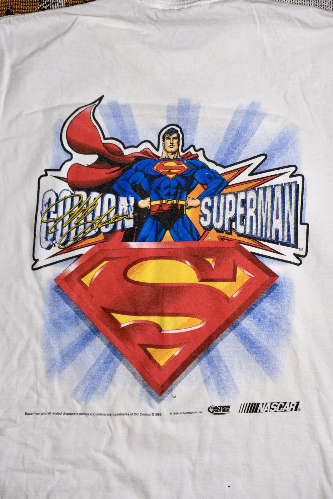 Chase Authentics × NASCAR × Vintage Rare 1999 Vintage Nascar Dupont 24 x Gordon x Superman tee Size US M / EU 48-50 / 2 - 5 Thumbnail