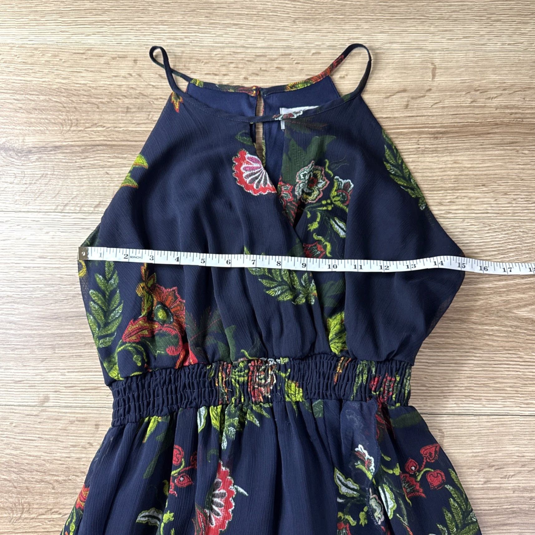Vintage VINTAGE Sweet Storm Maxi Dress Navy Floral Halter Empire Waist Women L Blue 90s Storm Theme Mens? Girls? Size L / US 10 / IT 46 - 5 Thumbnail