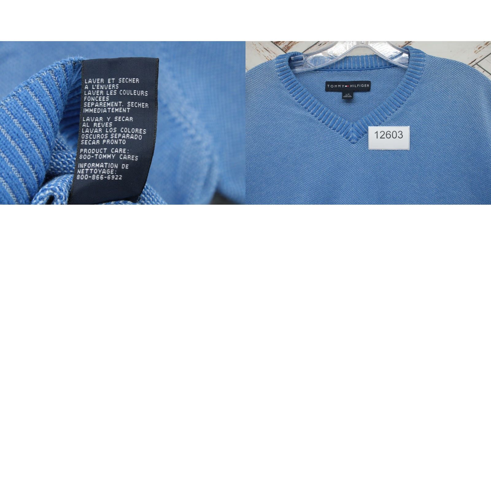 Tommy Hilfiger Tommy Hilfiger Sweater Mens Large V-Neck Blue Long Sleeve Pullover Preppy Size US L / EU 52-54 / 3 - 8 Thumbnail