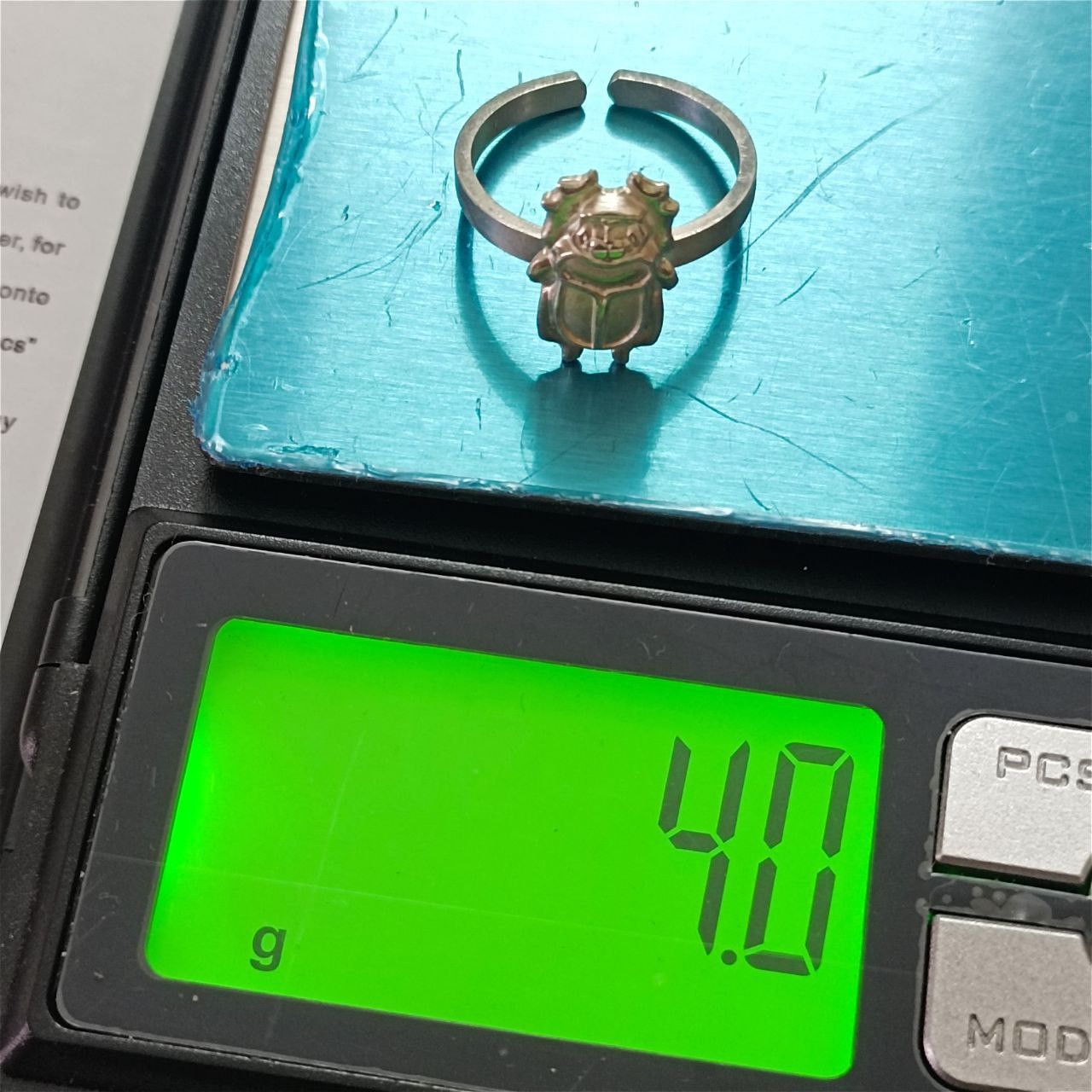 Handmade 925 sterling silver adjustable scarab beetle ring Egyptian Size ONE SIZE - 4 Thumbnail