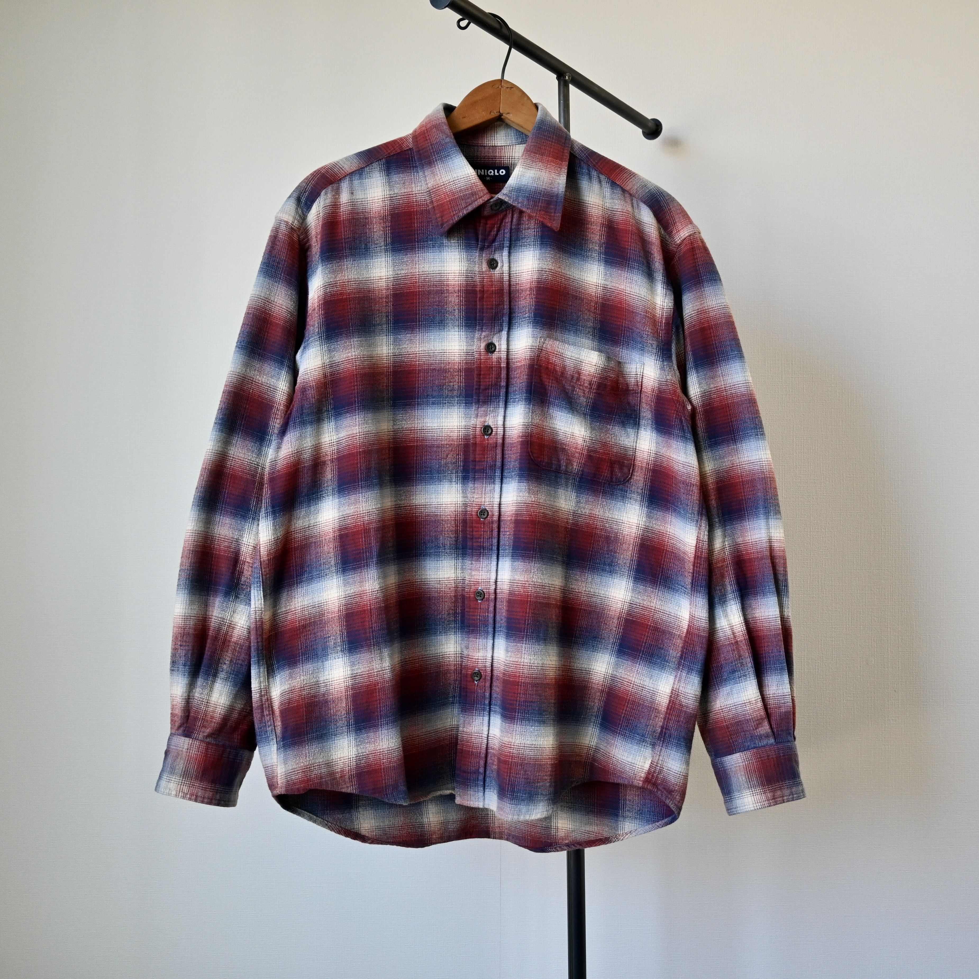 Uniqlo VTG 1990s UNIQLO ombre/shadow plaid cotton flannel shirt, M Size US M / EU 48-50 / 2 - 2 Thumbnail