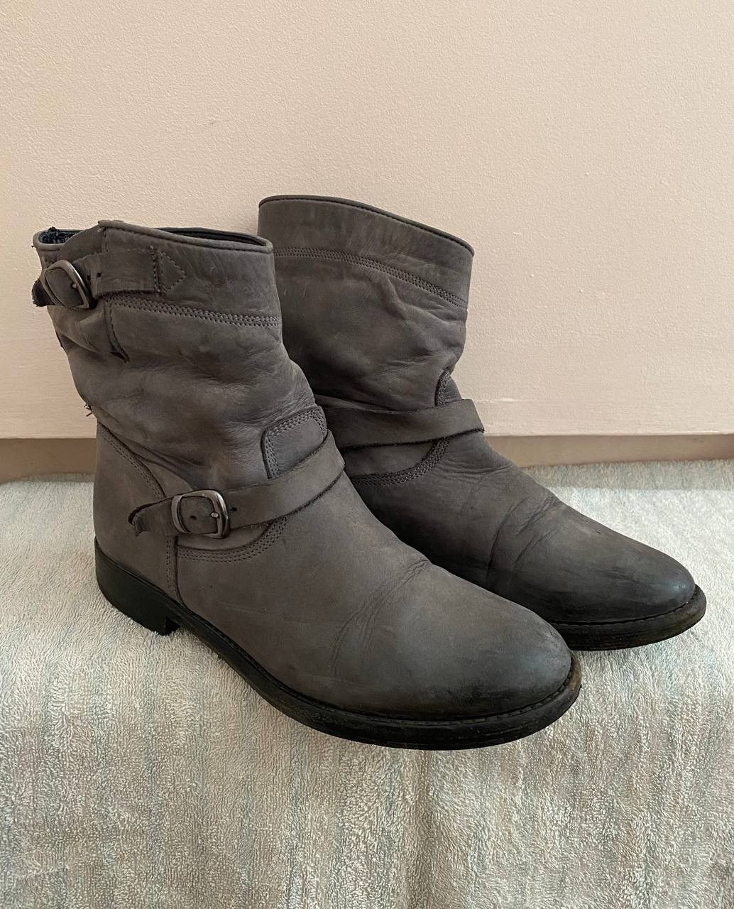 Belstaff × Vintage 🔥 BELSTAFF Women's Gray Leather Biker Boots Size US 6 / IT 36 - 1 Thumbnail