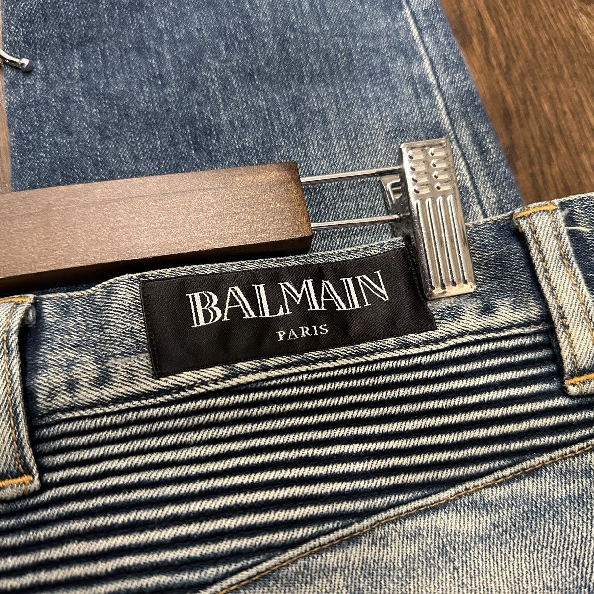 Balmain Balmain Distressed Mud Wash Biker Jeans Size US 30 / EU 46 - 10 Thumbnail