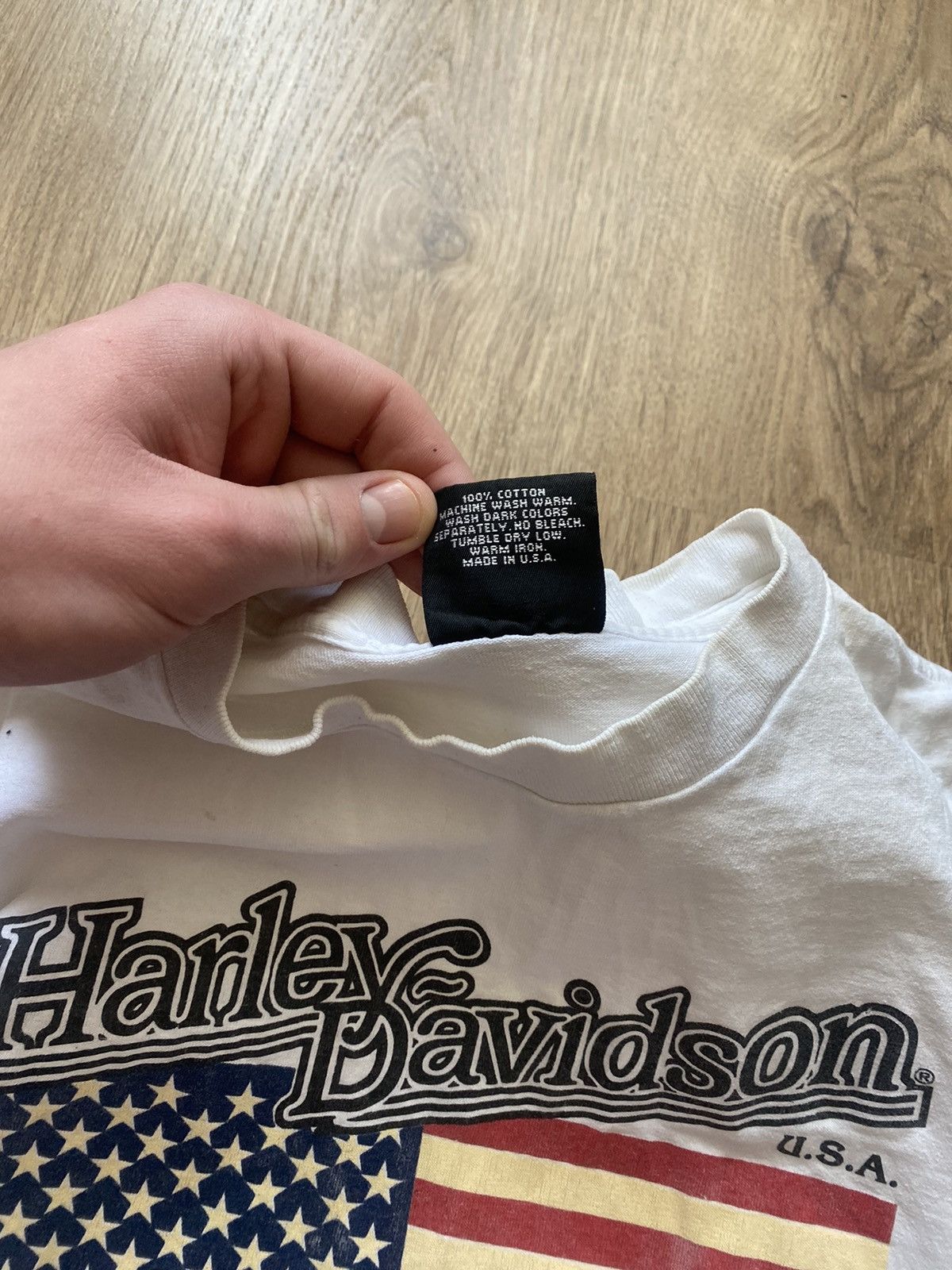 Harley Davidson × Vintage Vintage 1991 Harley Davidson 3D Emblem flag USA Tee VERYRARE Size US L / EU 52-54 / 3 - 6 Thumbnail
