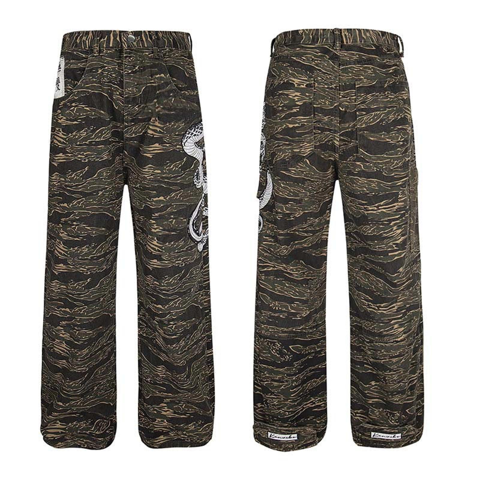 Japanese Brand Camo Straight Wide Leg Pants with Snake Print Size US 32 / EU 48 - 5 Thumbnail