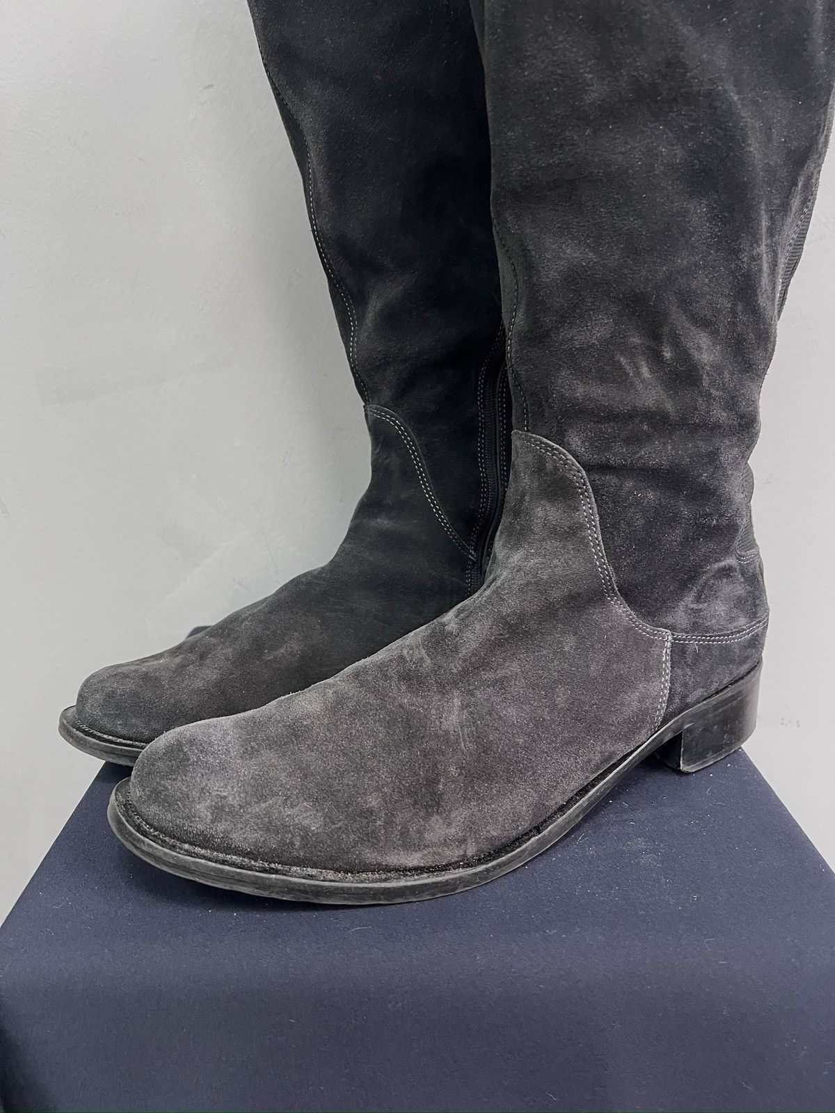 14th Addiction Leather ann demeulemeester style suede moto boots Size US 13 / EU 46 - 4 Thumbnail