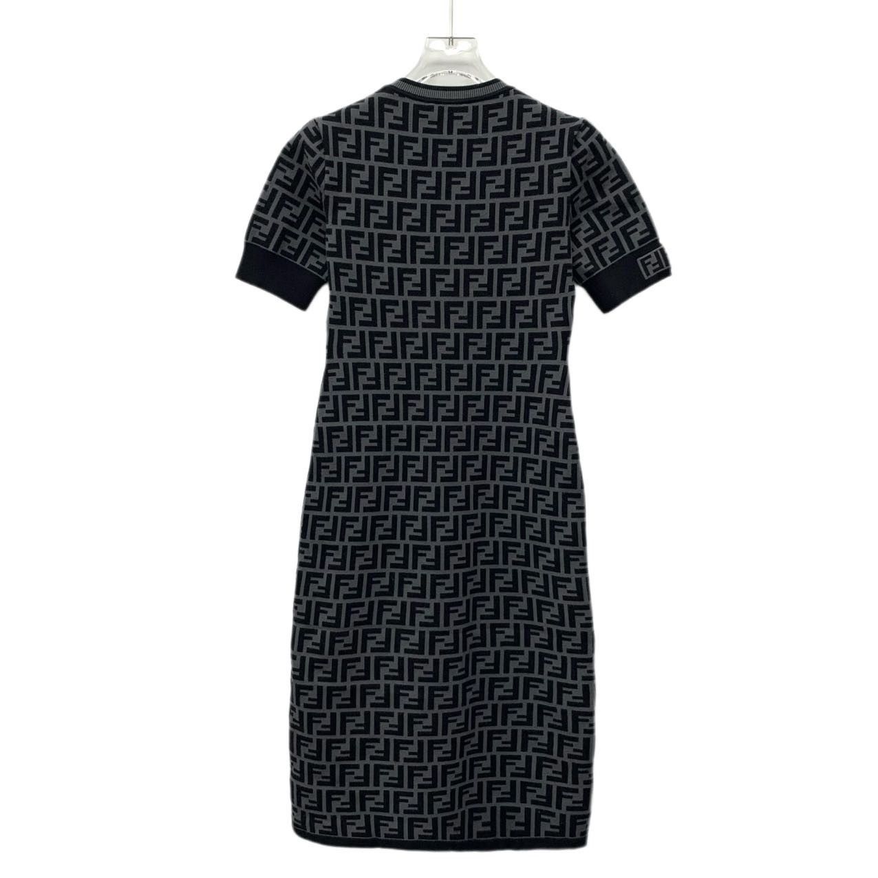 Fendi Fendi Dark Gray Logo Letter All Over Print Knit Dress Size S / US 4 / IT 40 - 2 Thumbnail