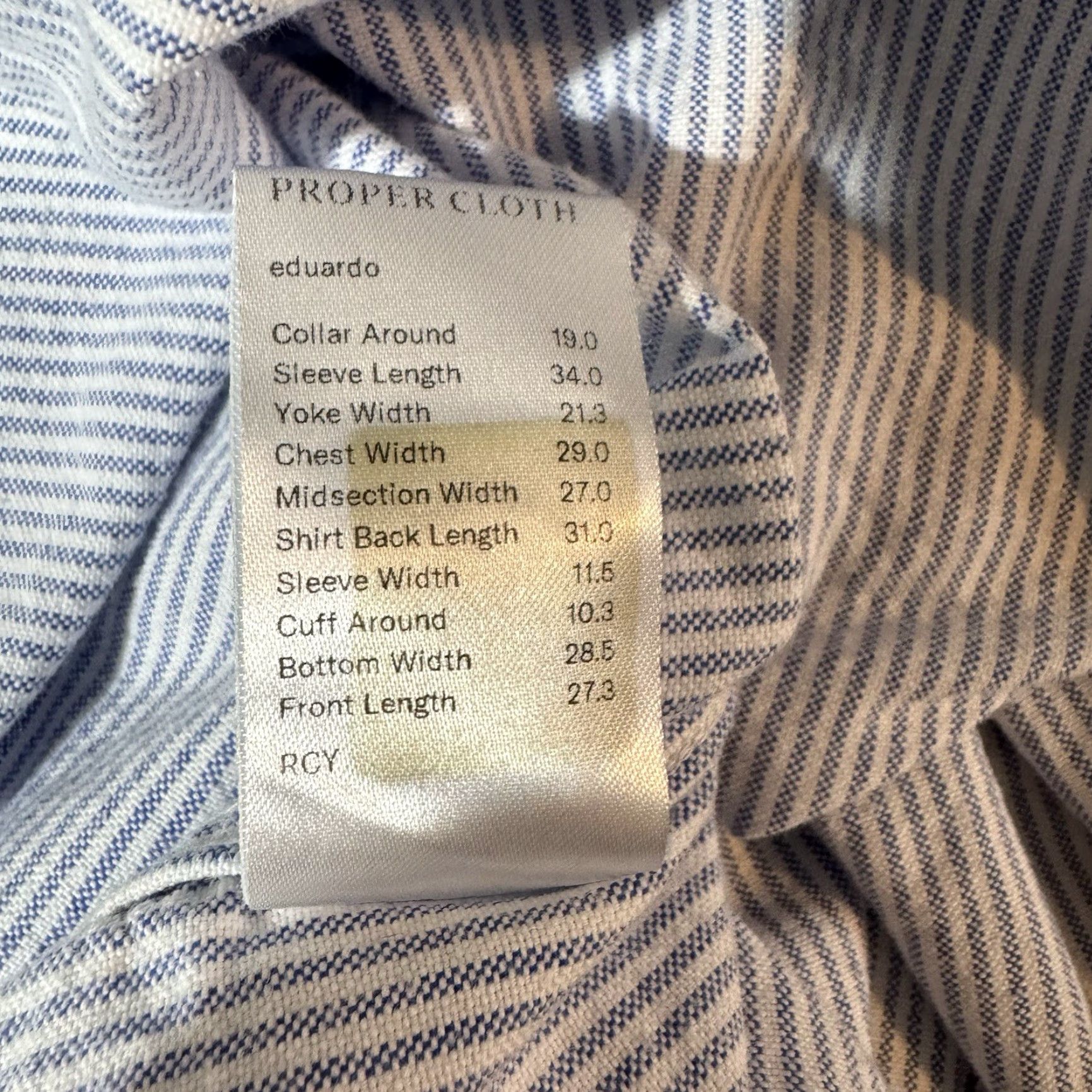 Proper Cloth Proper Cloth Button Shirt 19/34 Washed Blue Stripe Lightweight Cotton Oxford Shirt Men Long Sleeve Button-Up Size US XXL / EU 58 / 5 - 8 Thumbnail