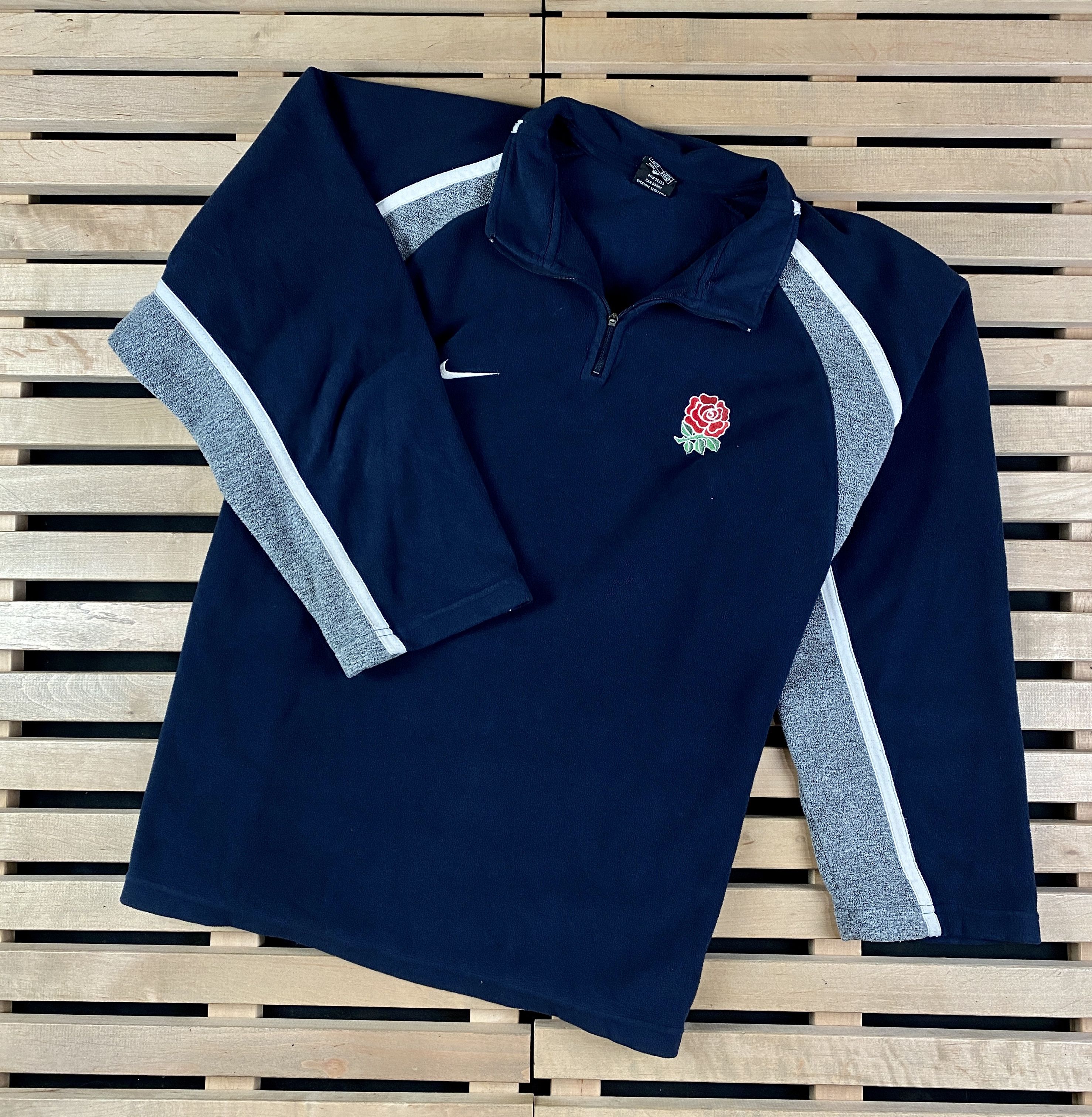 Mens Fleece Sweatshirt 1/4 Zip Nike Rugby England Size M