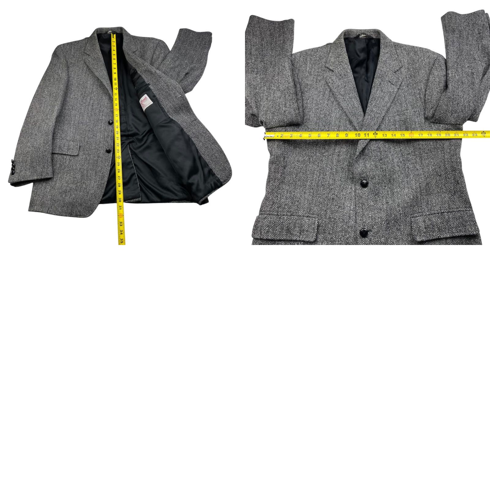 Jos. A. Bank Jos A Bank x Harris Tweed Blazer Men's Wool Black/White Herringbone 43R 2-Button Notch Lapel Regular Fit Vintage No Size 46R - 9 Thumbnail