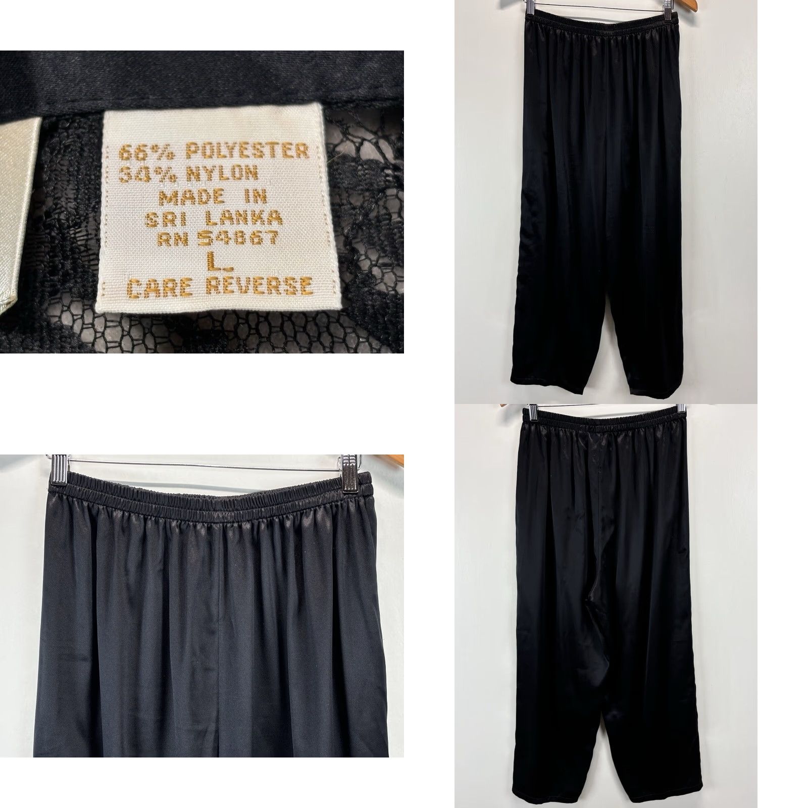 Victoria's Secret Vtg Victoria’s Secret 2 Pc Pajama Set Sz Large Black Lace Top Satin Pants 90’s Size L / US 10 / IT 46 - 8 Thumbnail