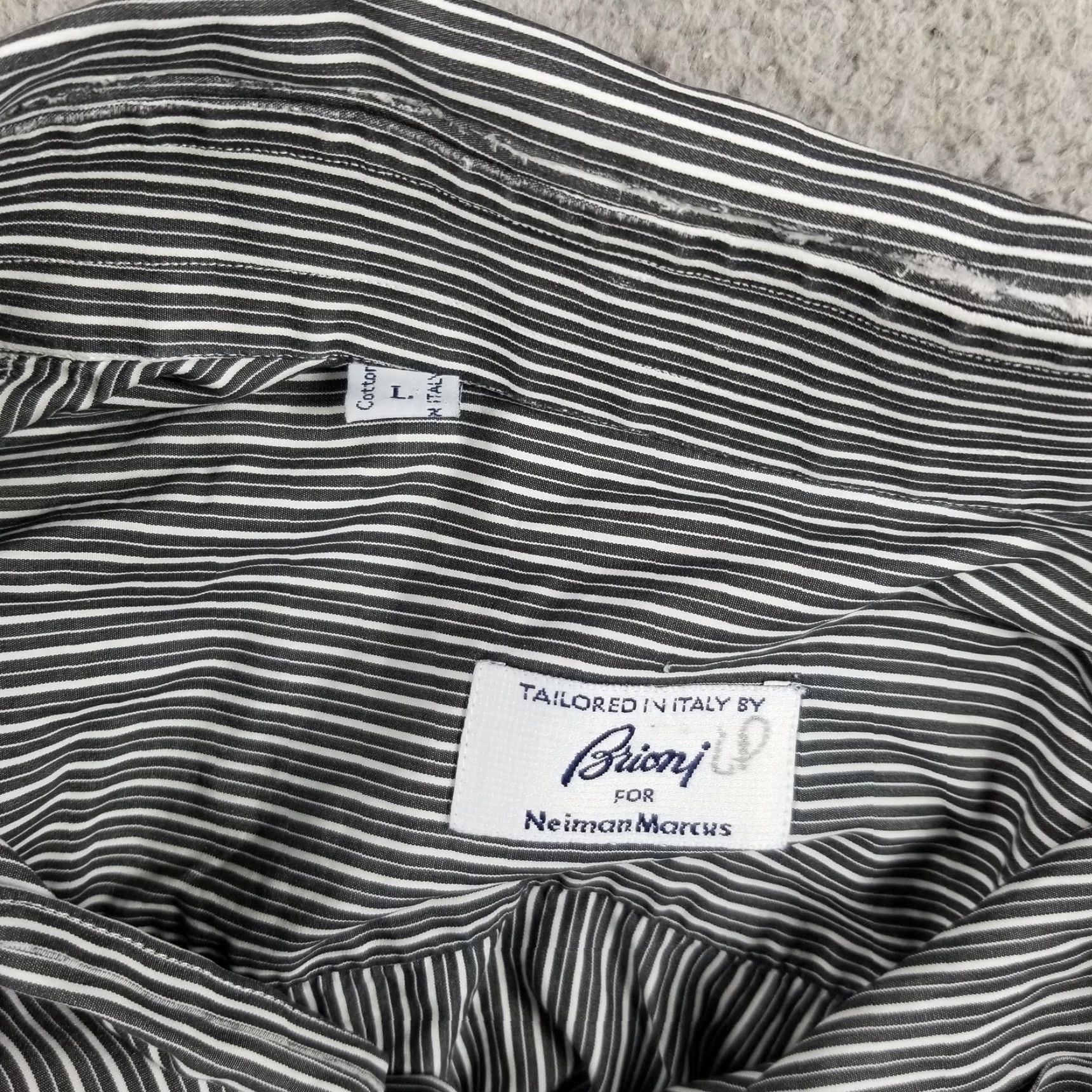 Brioni VINTAGE Brioni Dress Shirt Men Large Black White Striped Italy Neiman Marcus Luxury Business Size 42R - 7 Thumbnail