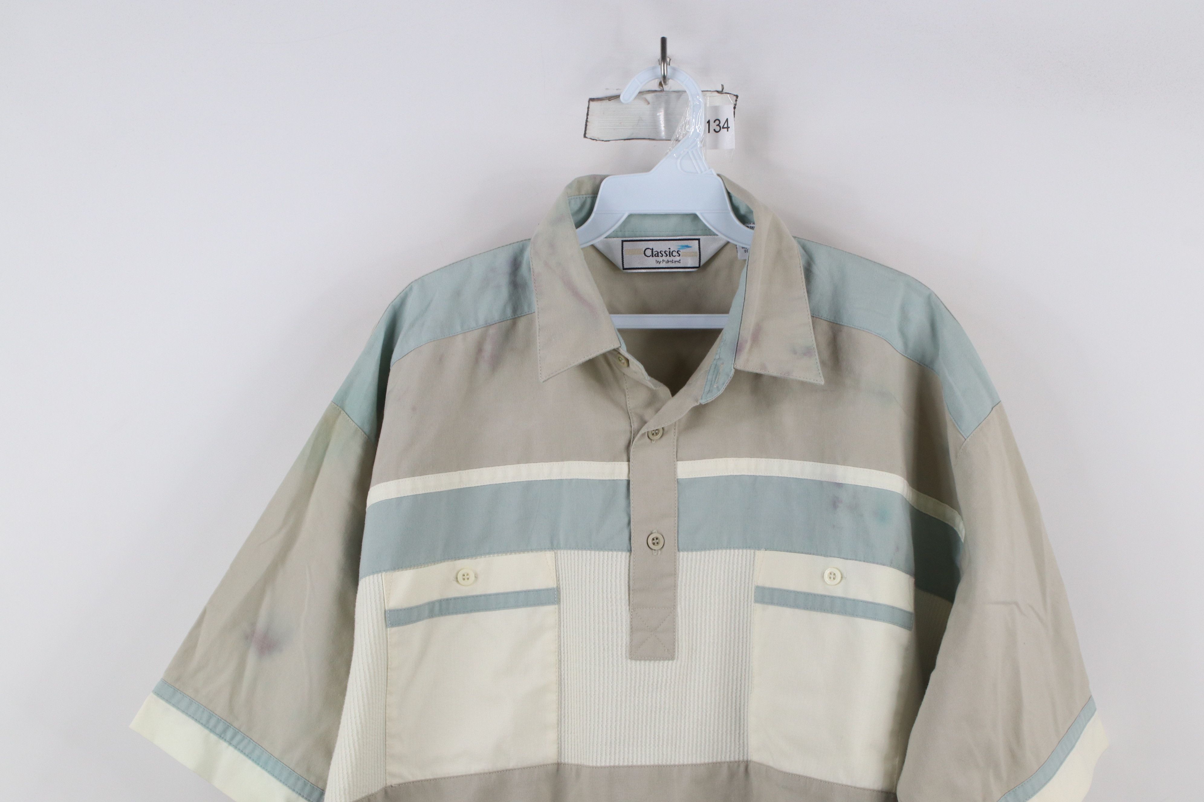 Vintage Vintage 90s Streetwear Block Ribbed Pullover Polo Shirt Size US L / EU 52-54 / 3 - 2 Thumbnail