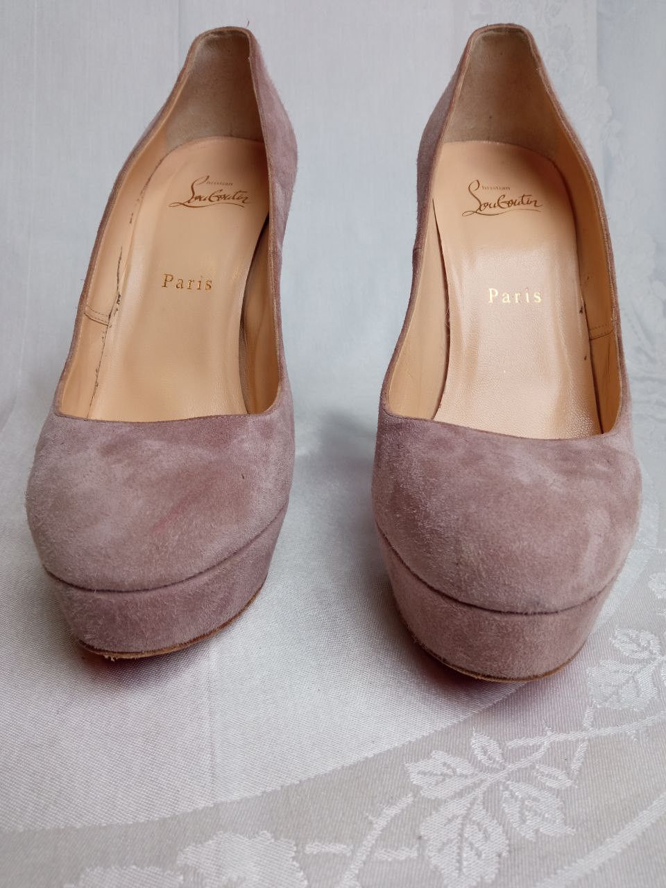 Christian Louboutin Bianca blush suede 140 heel platform pumps Size US 10 / IT 40 - 11 Thumbnail