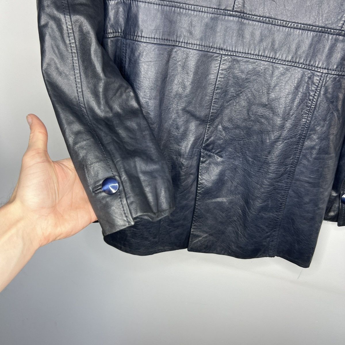 Gucci Gucci Tom Ford Vintage Leather Jacket Coat Dark Navy Y2K Size S / US 4 / IT 40 - 13 Thumbnail