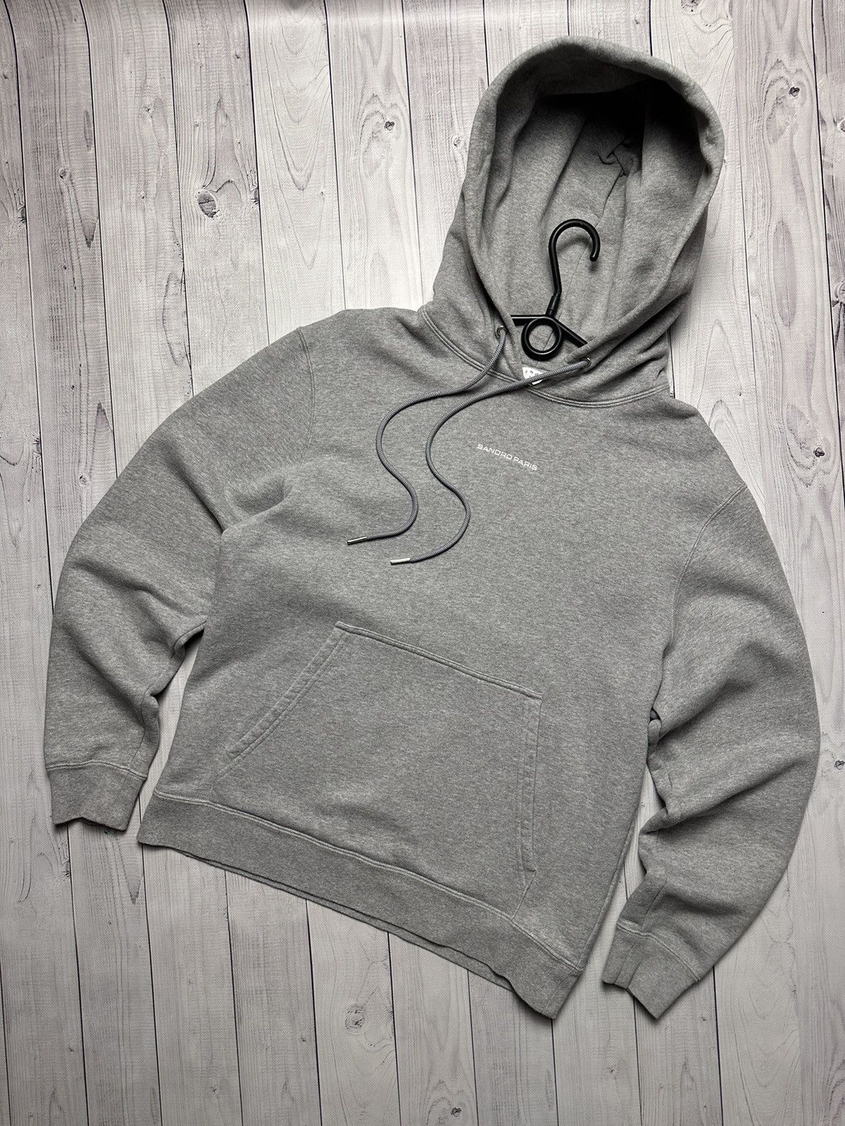 image of Sandro Hoodie Central Logo Size M in Grey, Men's