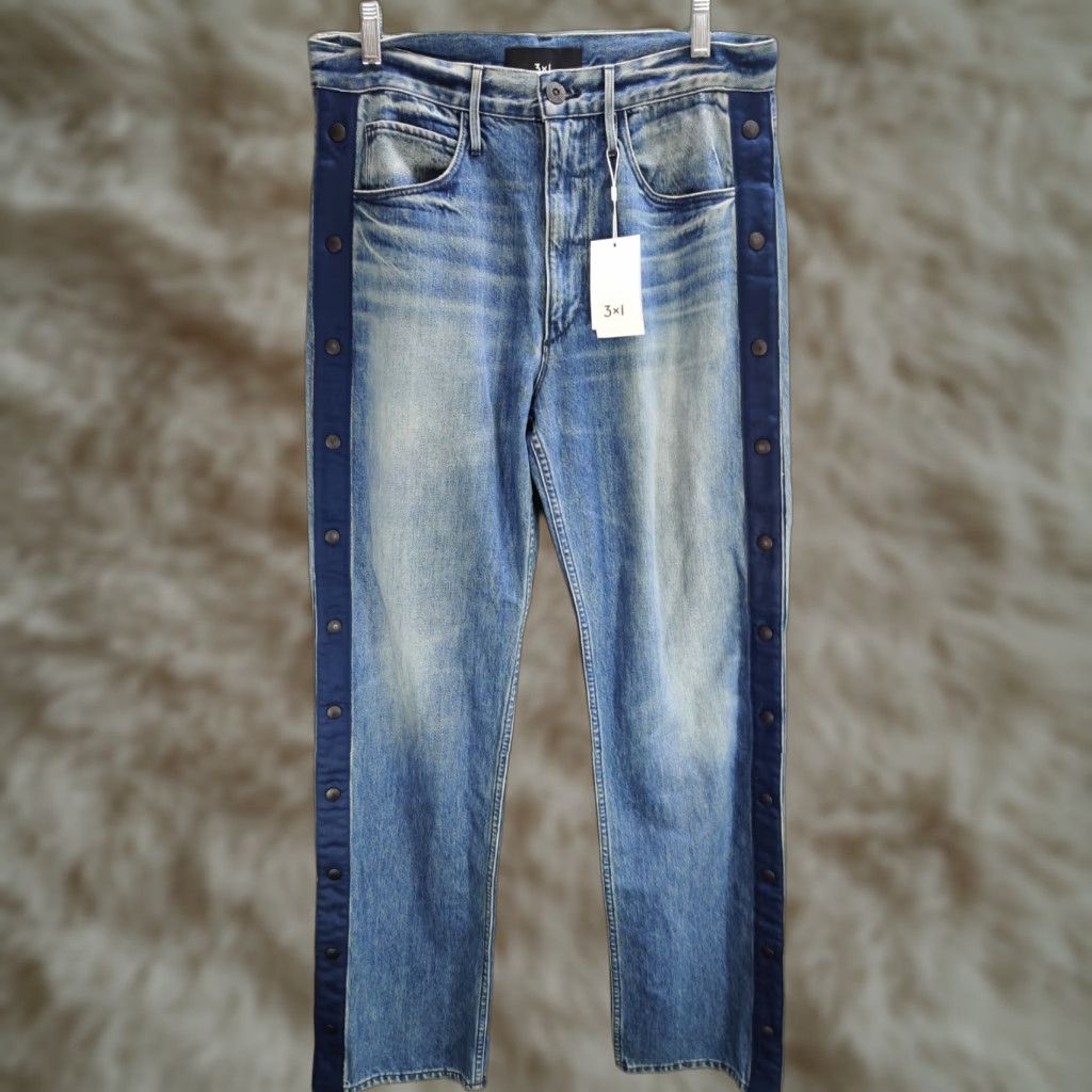 3x1 3x1 NYC Denim Blue Side Snap Jeans Women Sz 27 Straight Inseam 32 NWT Size 27" / US 4 / IT 40 - 1 Thumbnail