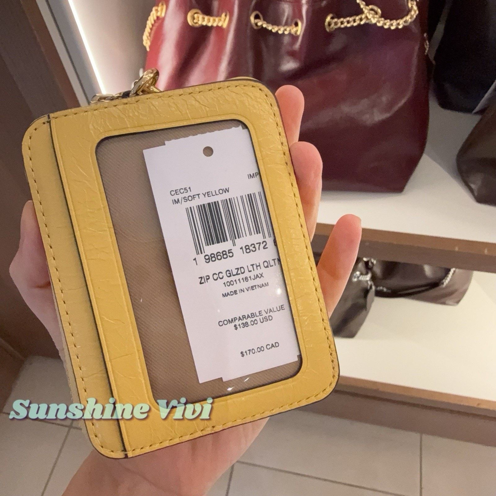Coach NWT Coach Zip Card Case Quilting CEC51 leather YELLOW Size ONE SIZE - 4 Thumbnail