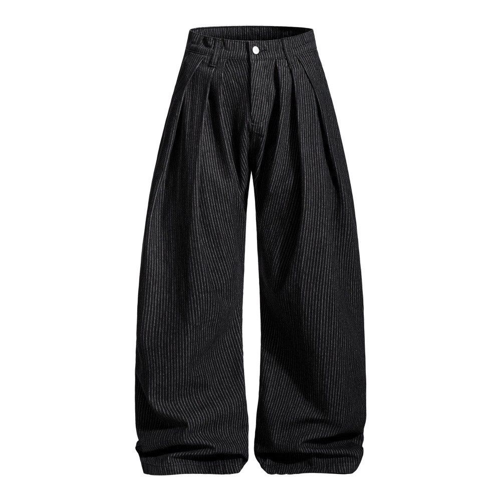 Jean Men's Loose American Retro Vertical Striped Curved Jeans Size US 32 / EU 48 - 1 Thumbnail