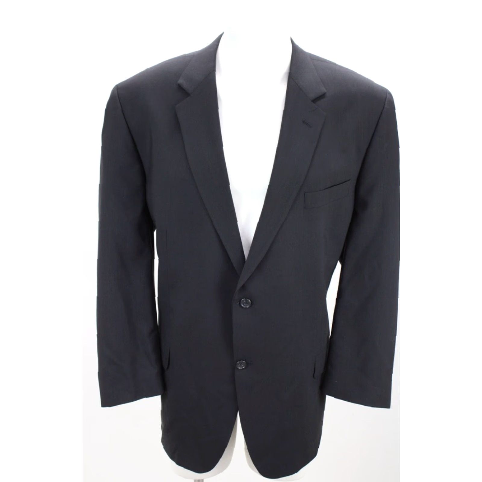 Pronto Uomo VINTAGE Pronto Uomo Blazer Mens 48R Black Wool Notch Lapel 2-Button Single-Breasted Regular Fit Dress Coat Men’s Size 48 Mens Black Size 48R - 4 Thumbnail