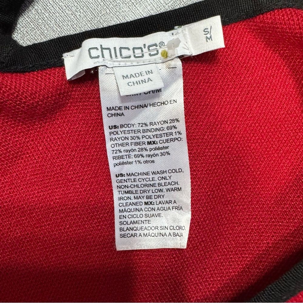 Chicos New Chico's Red Stripe Border Ruana Poncho Size S/M Size M / US 6-8 / IT 42-44 - 8 Thumbnail