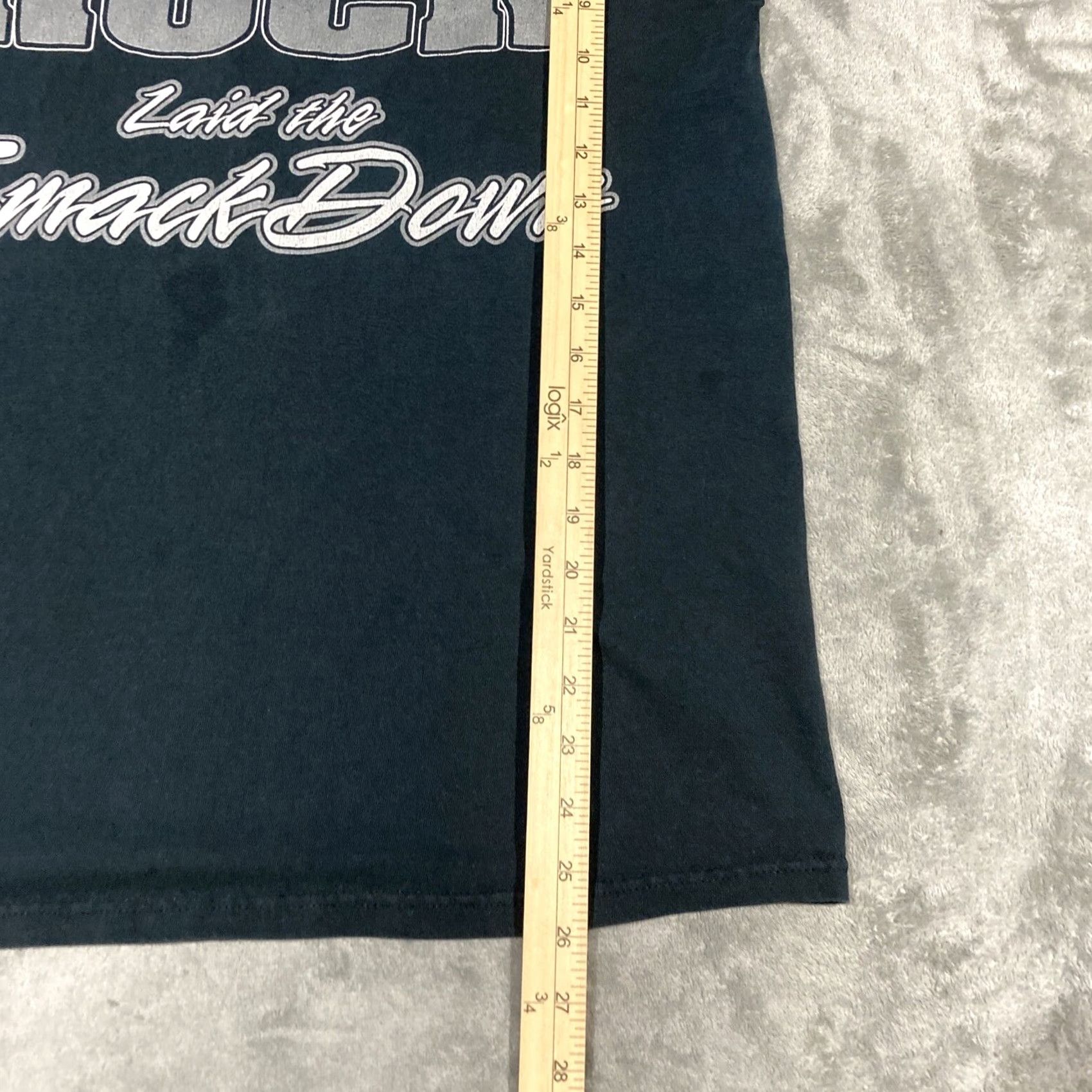 Vintage VINTAGE WWF THE ROCK Laid The Smack Down On My Candy Ass In New York T-Shirt L Black Mens Boys Size US L / EU 52-54 / 3 - 4 Thumbnail