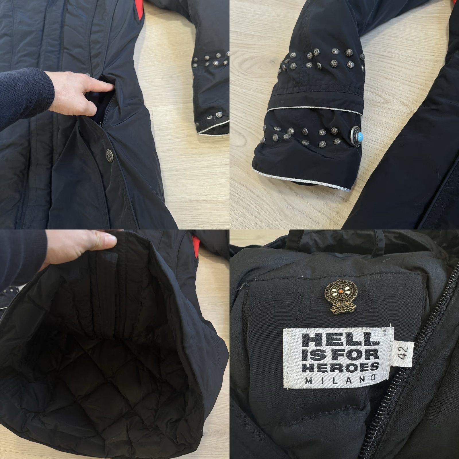 Vintage VINTAGE Hell Is For Heroes Milano Parka Coat Hooded Down Jacket Black Womens 42 Turquoise Stone Fur Trim Beaded Studded Ski C oot? Size M / US 6-8 / IT 42-44 - 8 Thumbnail