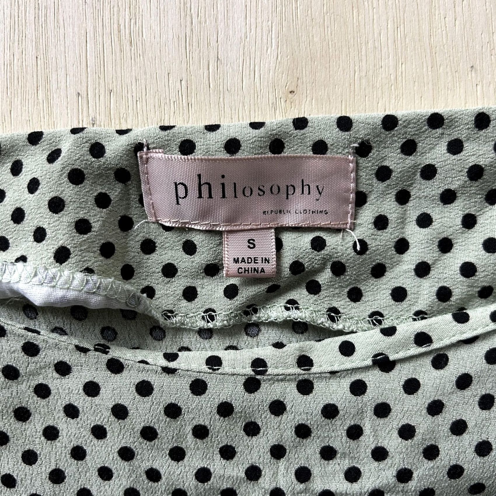 Vintage Philosophy Republic Clothing Shirt Womens Small Green Polka Dot Tunic Top Size S / US 4 / IT 40 - 2 Thumbnail