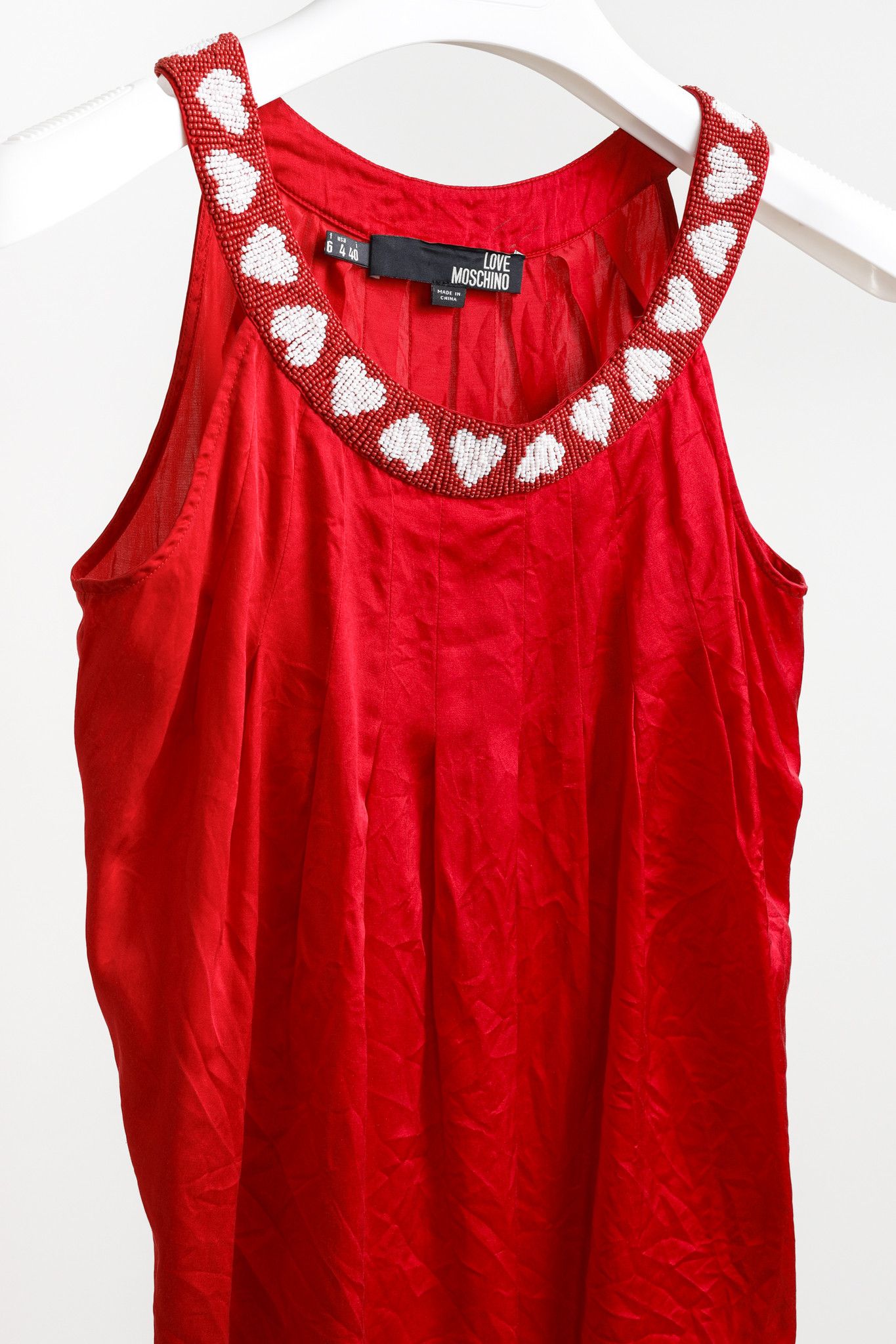 Love Moschino Love Moschino Beaded Hearts Collar Red Halter Blouse Size S / US 4 / IT 40 - 3 Thumbnail