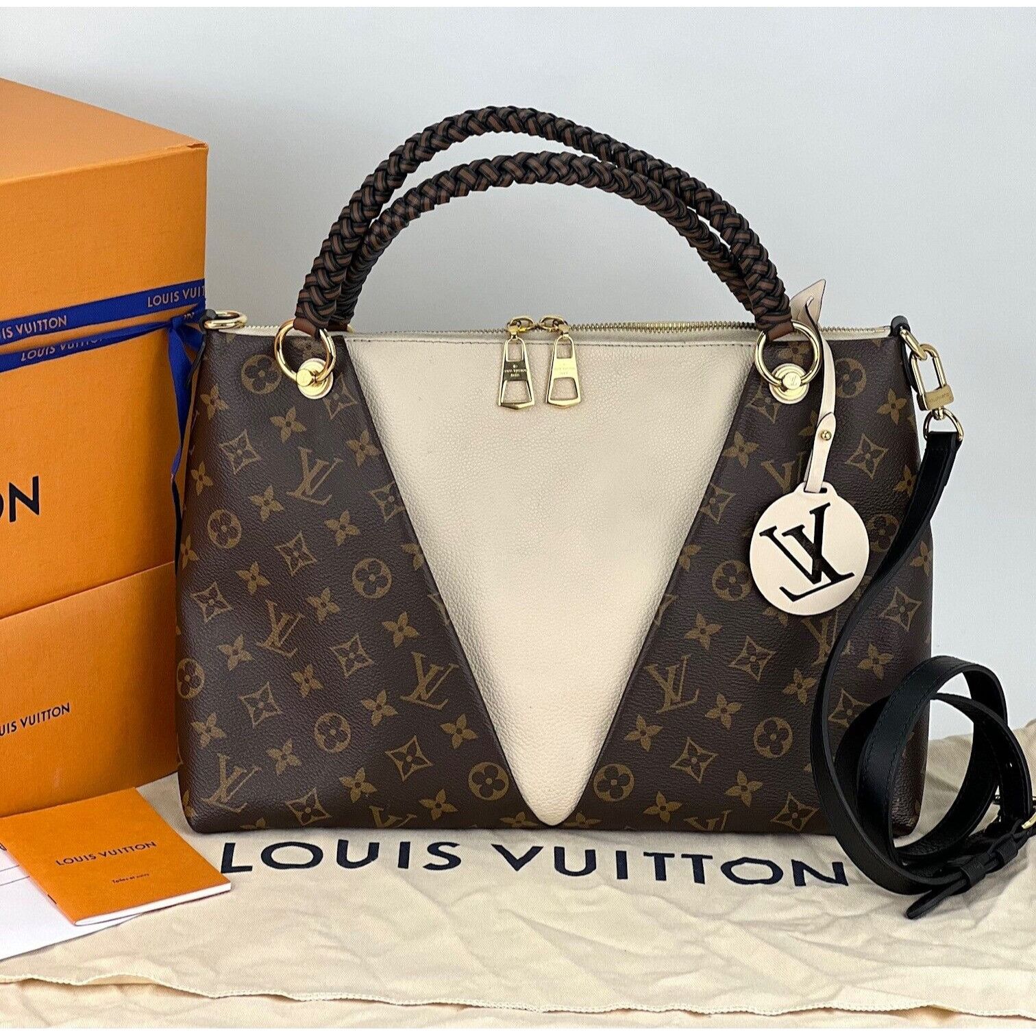 Louis Vuitton Louis Vuitton Braided V Tote MM Cream Leather Canvas Shoulde Size ONE SIZE - 2 Thumbnail