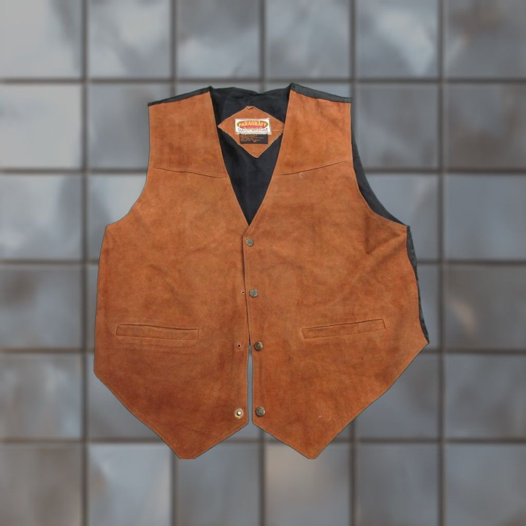 Vintage VINTAGE Paragraff Leather Vest XL Brown Suede Adjustable Western Men's Size US XL / EU 56 / 4 - 1 Thumbnail