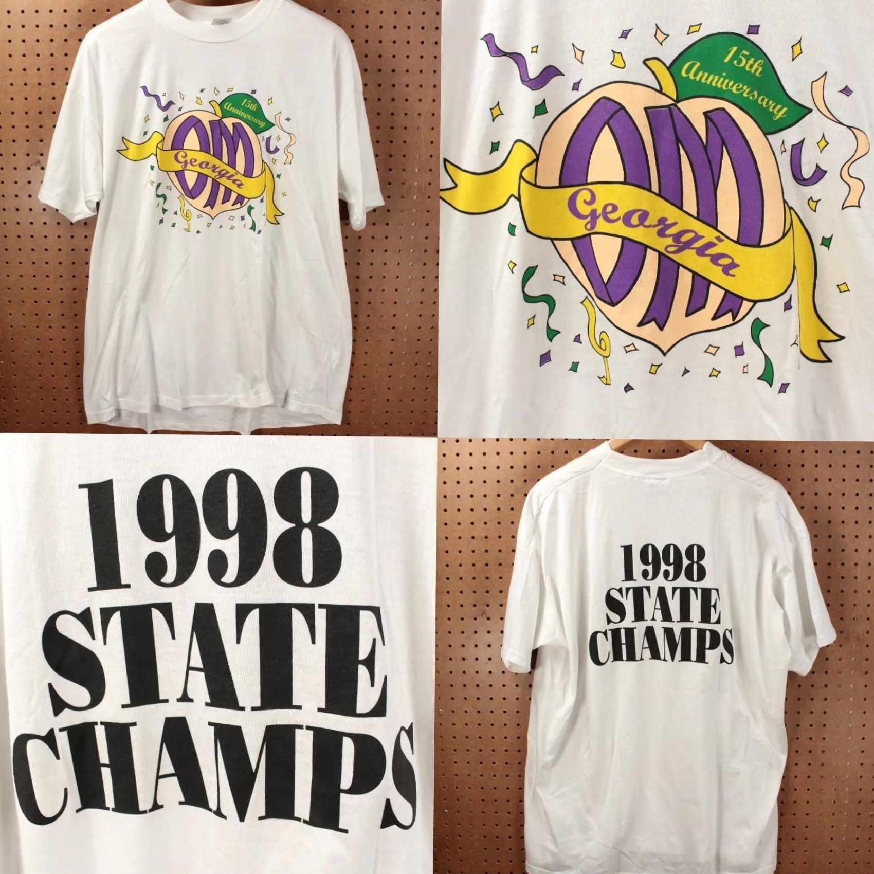 Fruit Of The Loom VINTAGE t-shirt 2XL Georgia 90s Odyssey of the Mind promo Shirt Mens White Nike Size US XXL / EU 58 / 5 - 2 Thumbnail