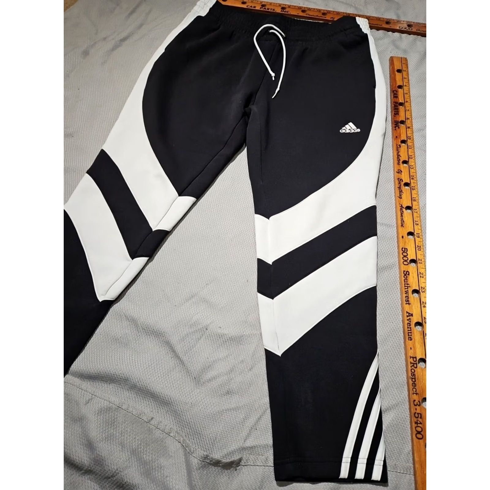 Adidas Adidas Pants Mens XL Black White Knit Colorblock Active Lounge Jogger Drawstring Size US 36 / EU 52 - 6 Thumbnail
