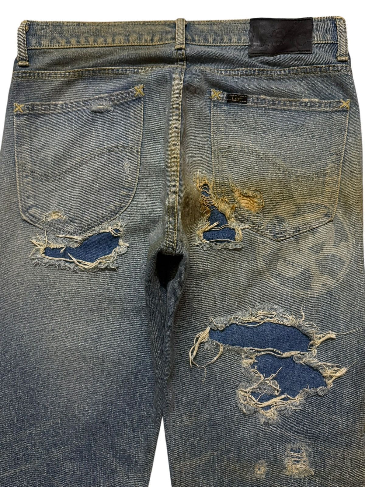 Lee Vintage 90s Lee Star Club Heavy Distressed Grunge Skull Logo Size US 31 - 4 Thumbnail