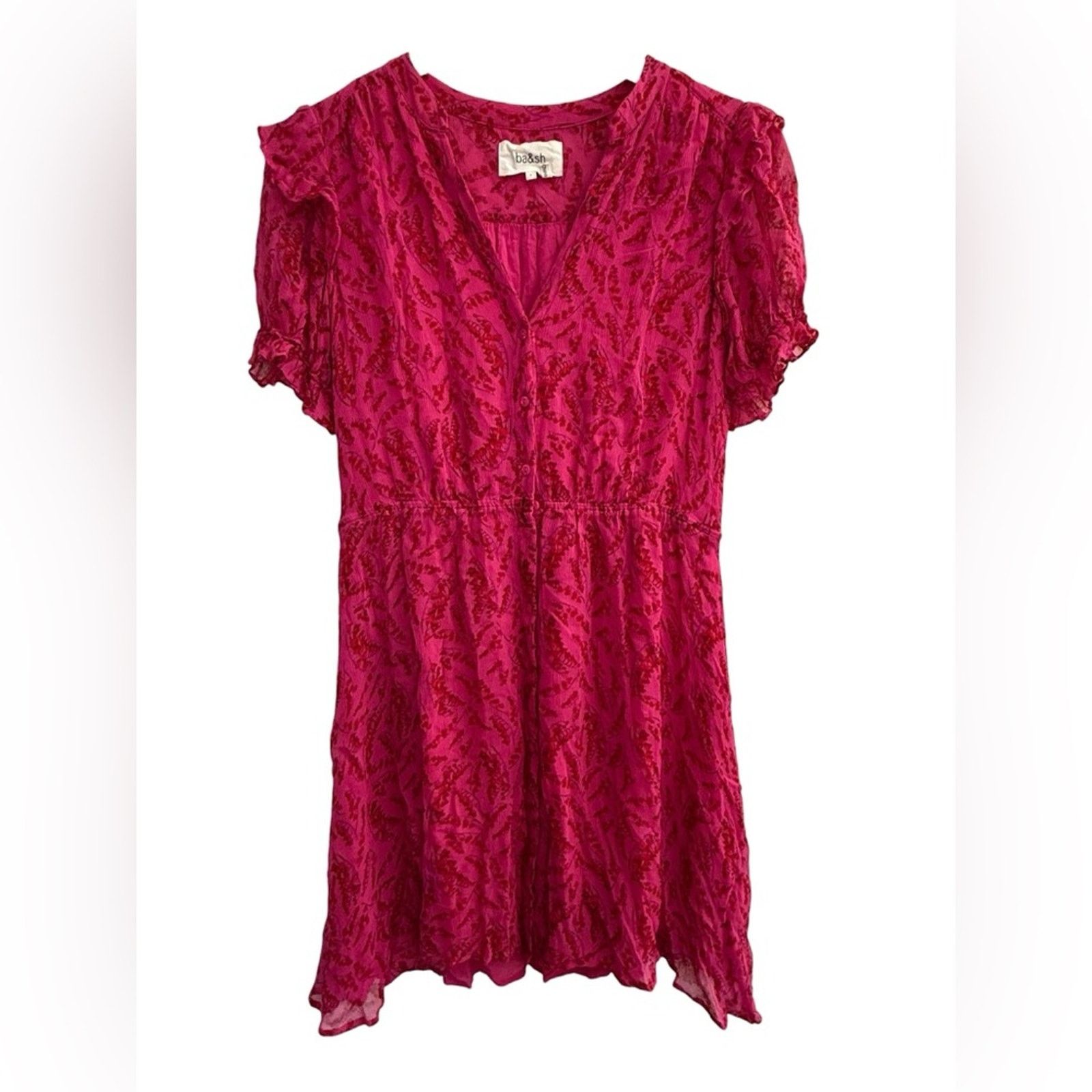 ba&sh BA&SH Matcha Printed Pink Mini Dress S Size S / US 4 / IT 40 - 2 Thumbnail