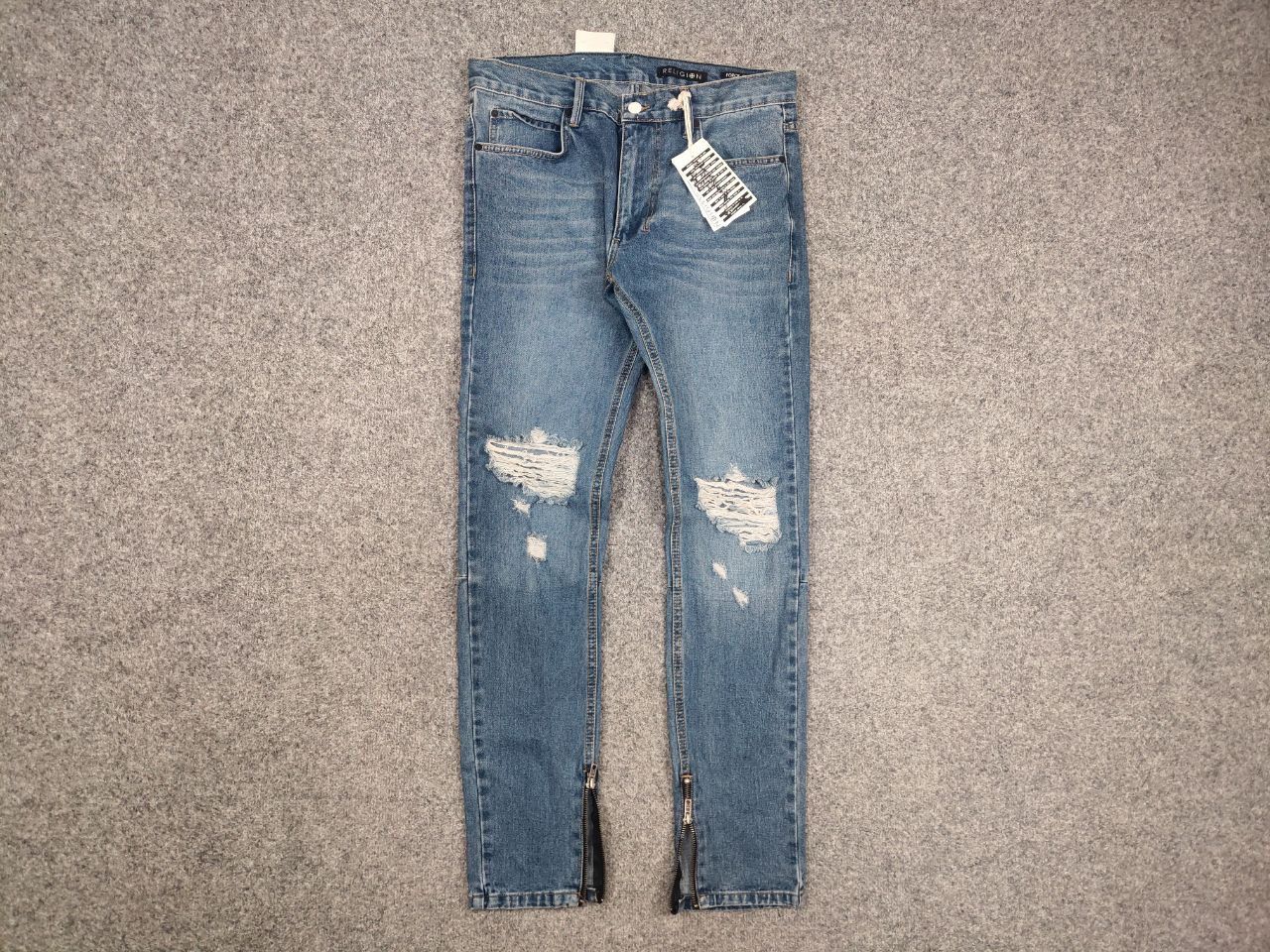 If Six Was Nine Religion New Atlantic Blue Force Distressed Denim Zip jeans Size US 34 / EU 50 - 6 Thumbnail