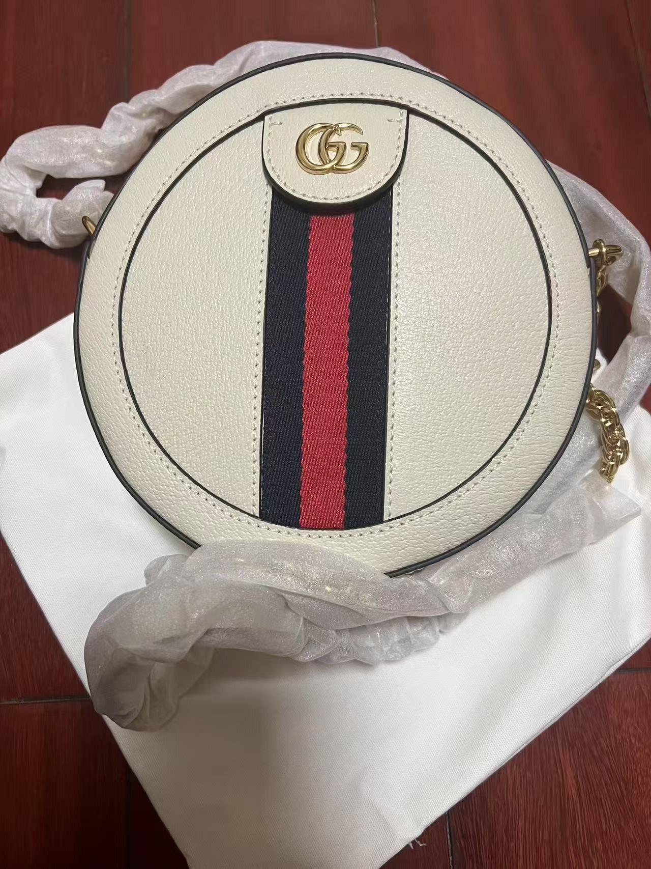 Gucci Ophidia Round Shoulder Bag Mini White