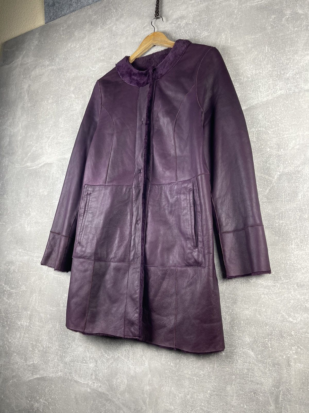 Drome DROMe Italian Shearling & Lambskin Leather Coat Aubergine Size M / US 6-8 / IT 42-44 - 2 Thumbnail