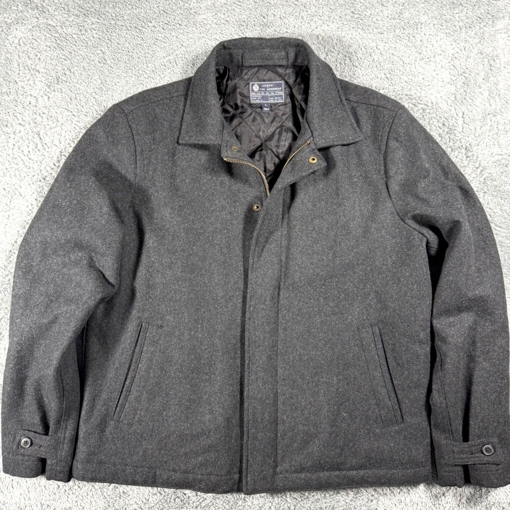 J.Crew J.Crew Wool Blend City Jacket Mens Large Charcoal Full Zip Quilted Lined Heavy Size US L / EU 52-54 / 3 - 2 Thumbnail