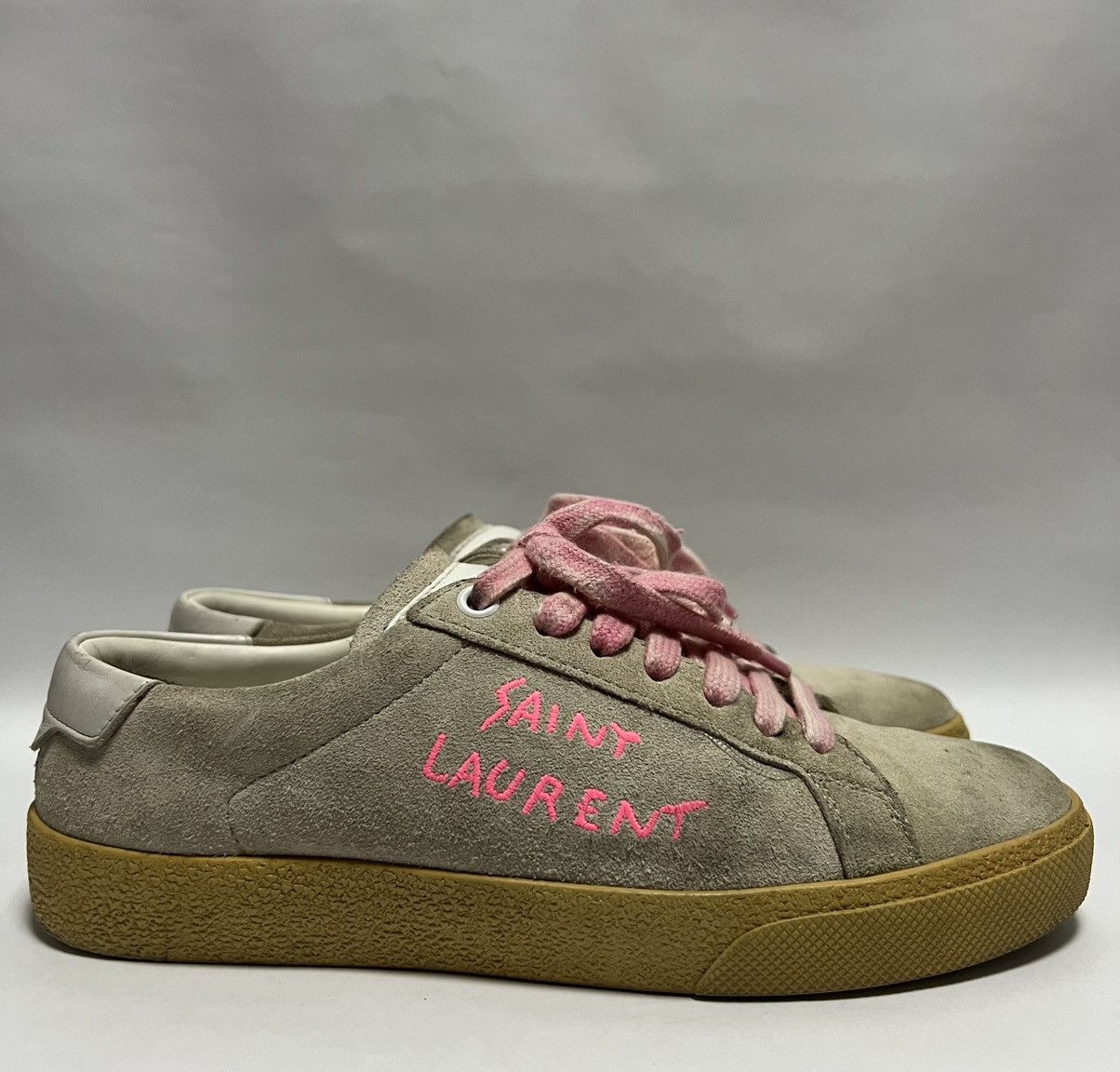 Saint Laurent Paris Saint Laurent Wmns Court Classic SL-06 Optic White Fluo Pink Size US 6 / IT 36 - 2 Thumbnail