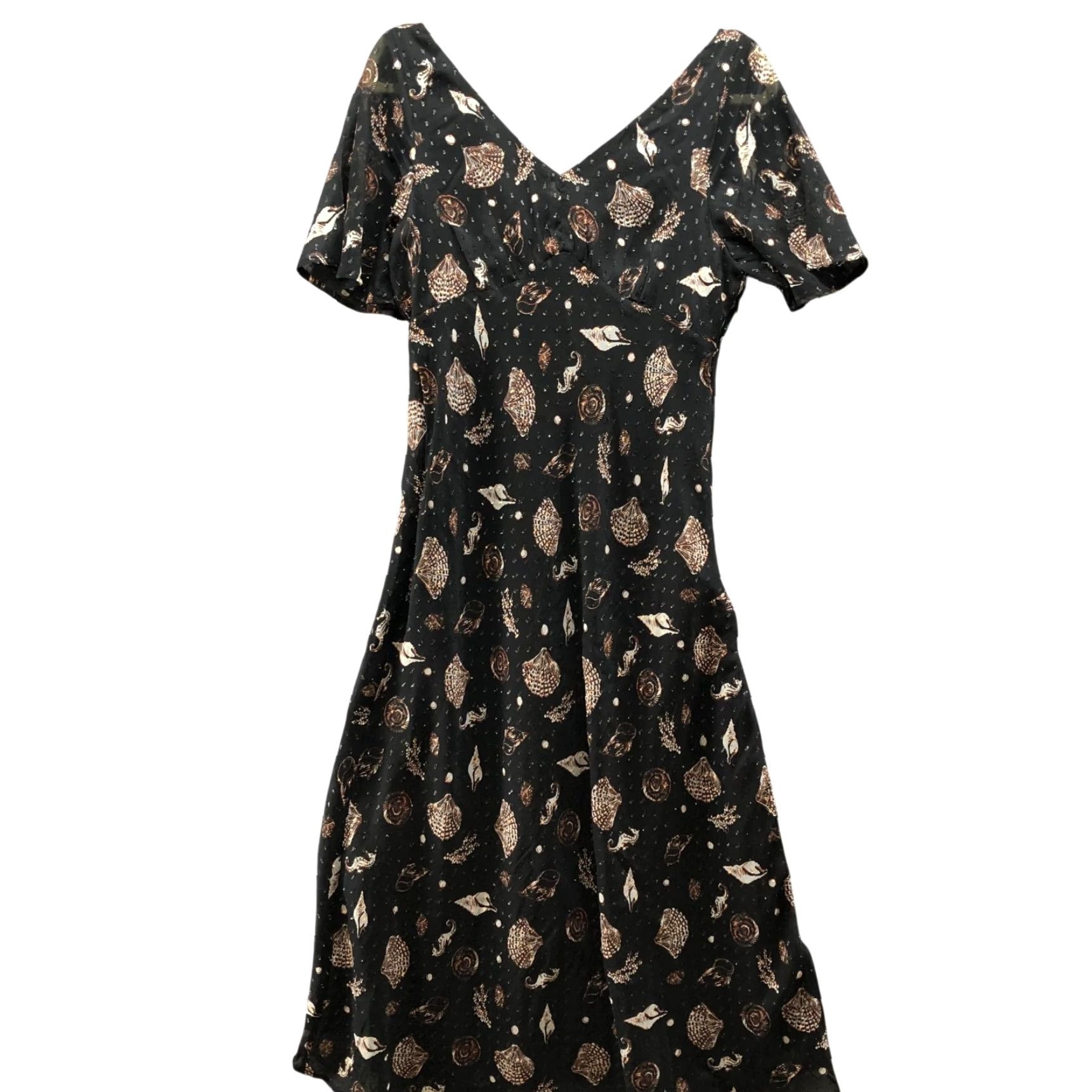 loft a line dress LOFT Blue and White A-Line Midi Dress with Puff Sleeves petite 4